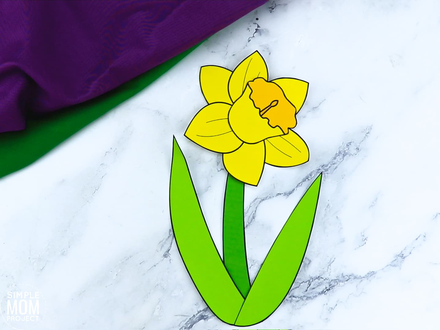 Free Printable Daffodil Flower Craft template for kids, Daffodil craft for toddlers and Daffodil craft for kindergartners