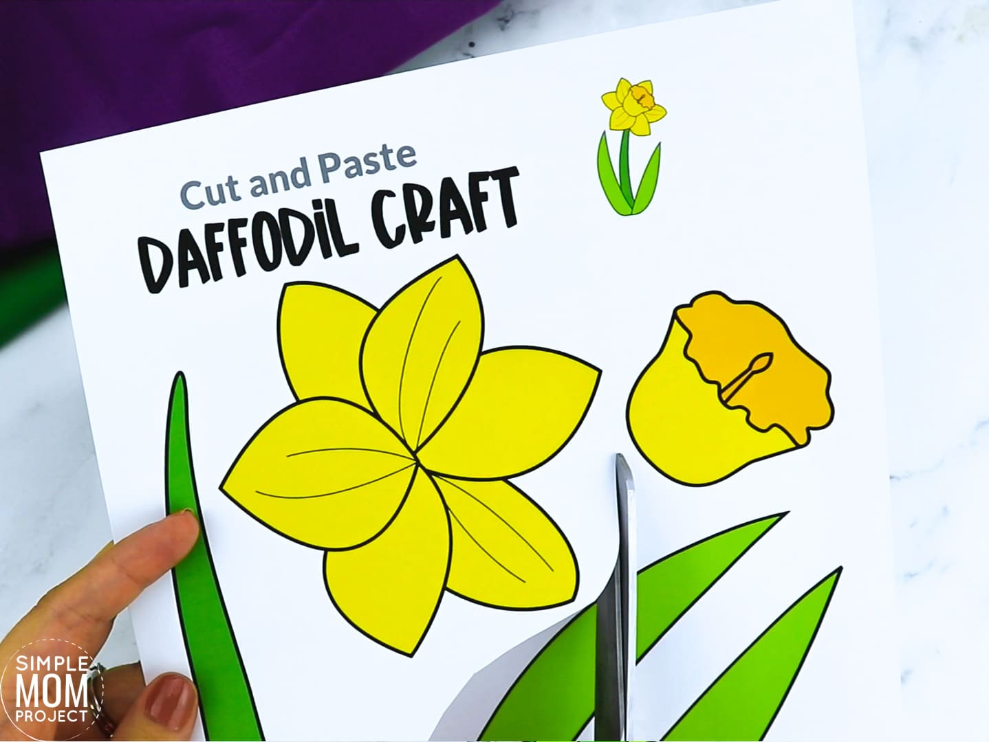 Free Printable Daffodil Flower Craft template for kids, Daffodil craft for toddlers and Daffodil craft for kindergartners