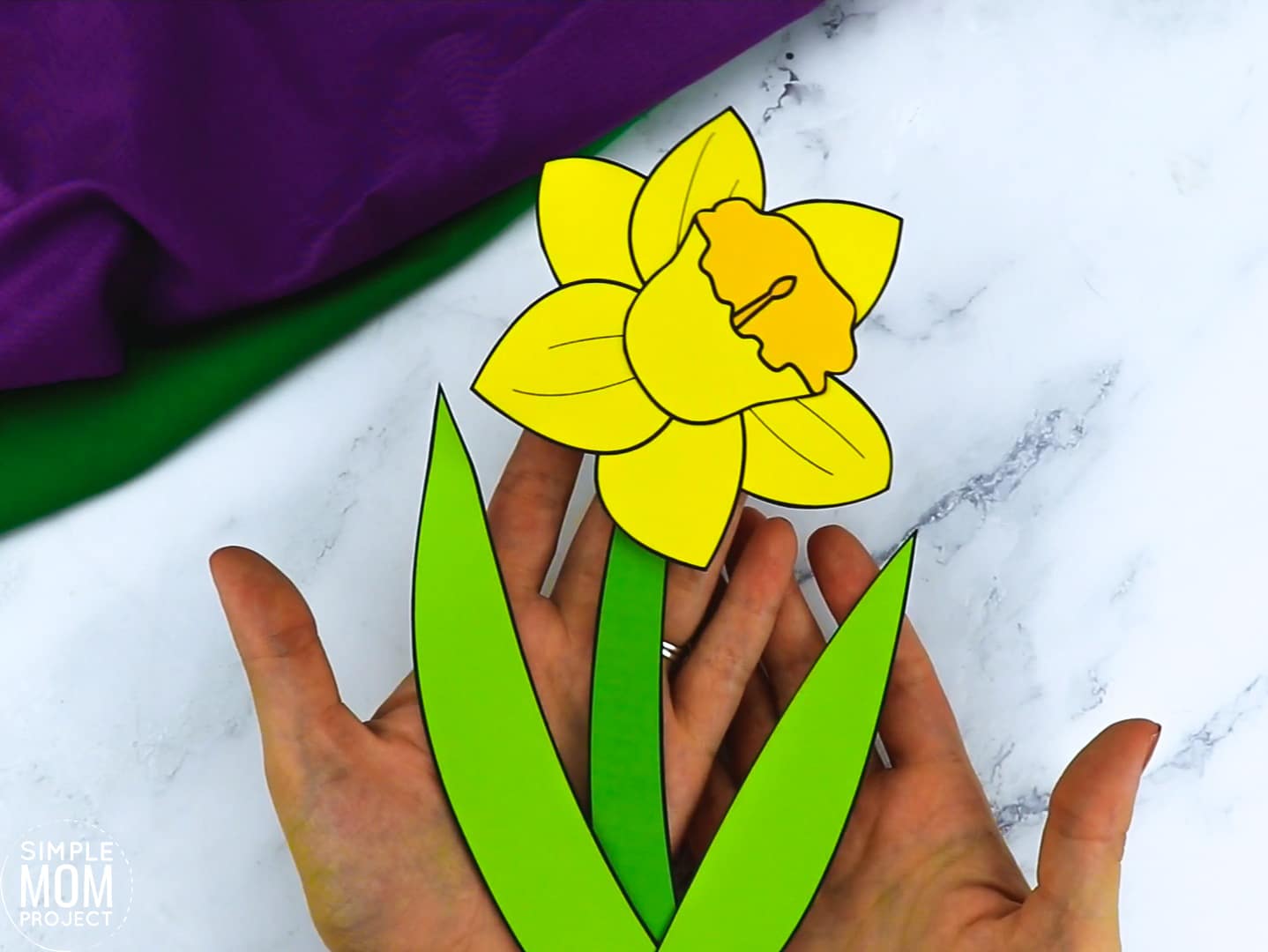 Free Printable Daffodil Flower Craft template for kids, Daffodil craft for toddlers and Daffodil craft for kindergartners