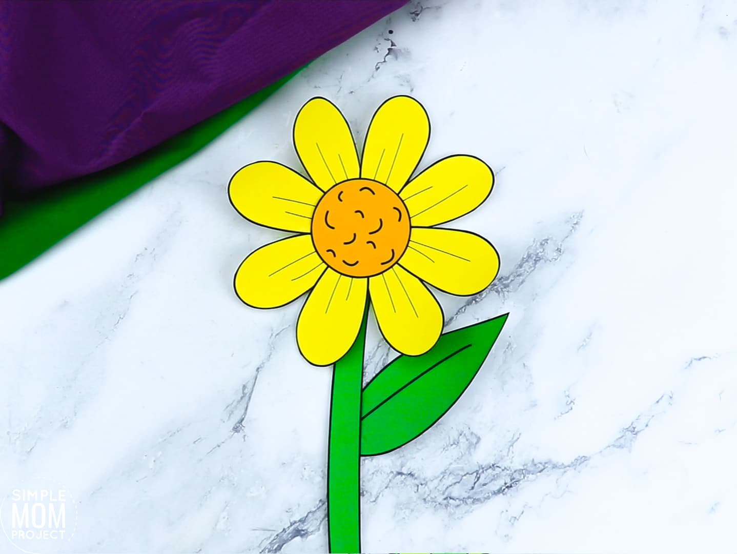 Free Printable Daisy Flower Craft template for kids, Daisy craft for toddlers and Daisy craft for kindergartners