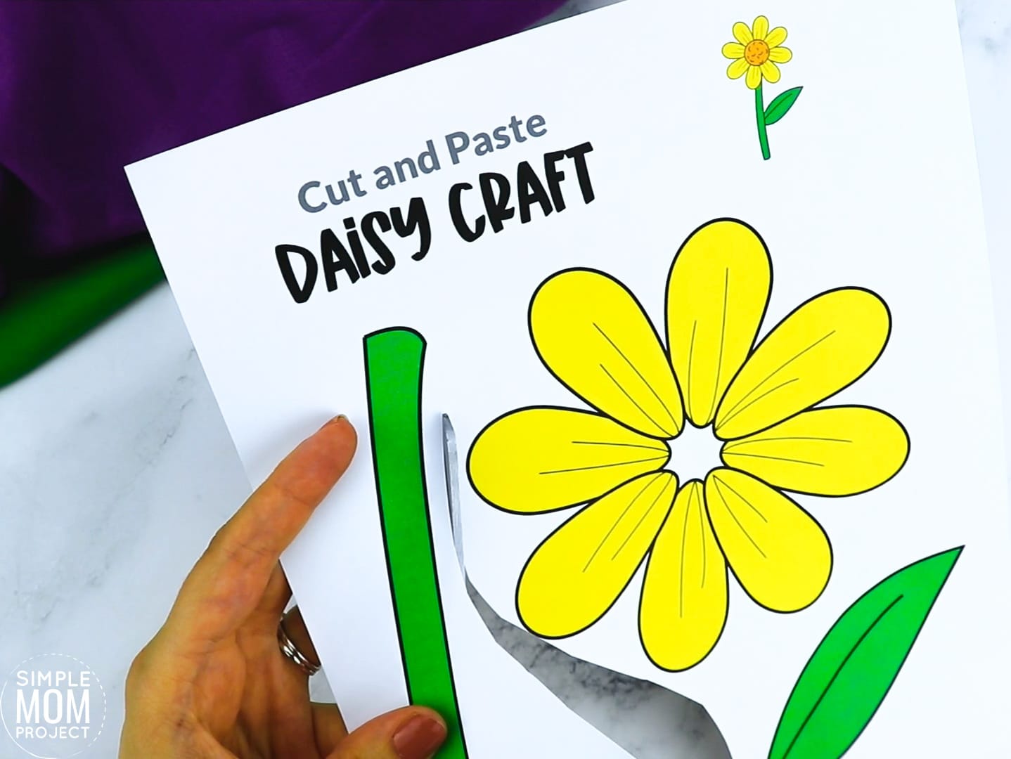 Free Printable Daisy Flower Craft template for kids, Daisy craft for toddlers and Daisy craft for kindergartners