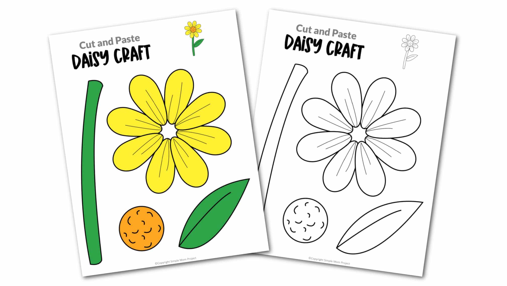 Free Printable Daisy Flower Craft template for kids, cactus craft for toddlers and cactus craft for kindergartners