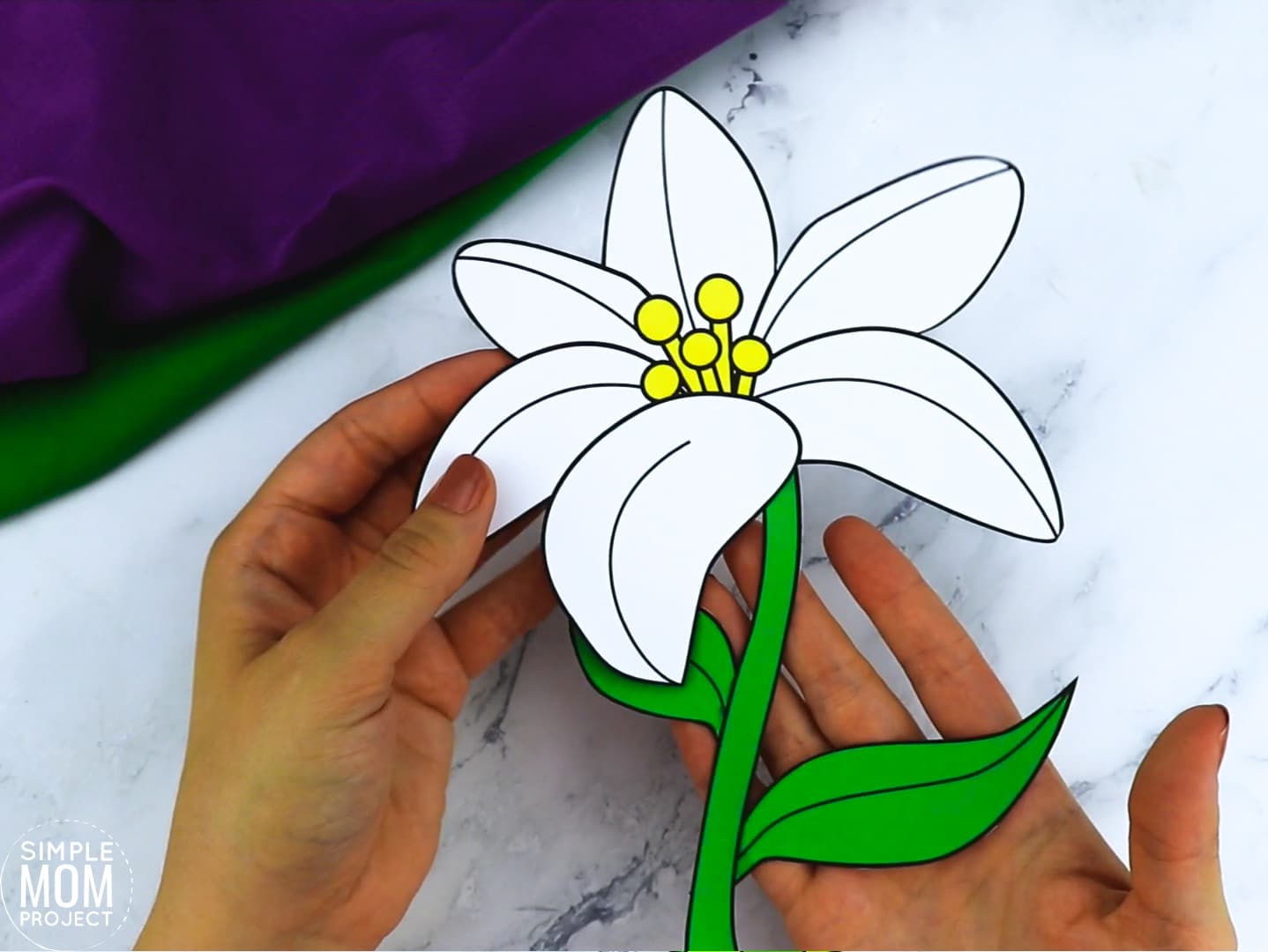 Free Printable Lily Flower Craft template for kids, Lily craft for toddlers and Lily craft for kindergartners