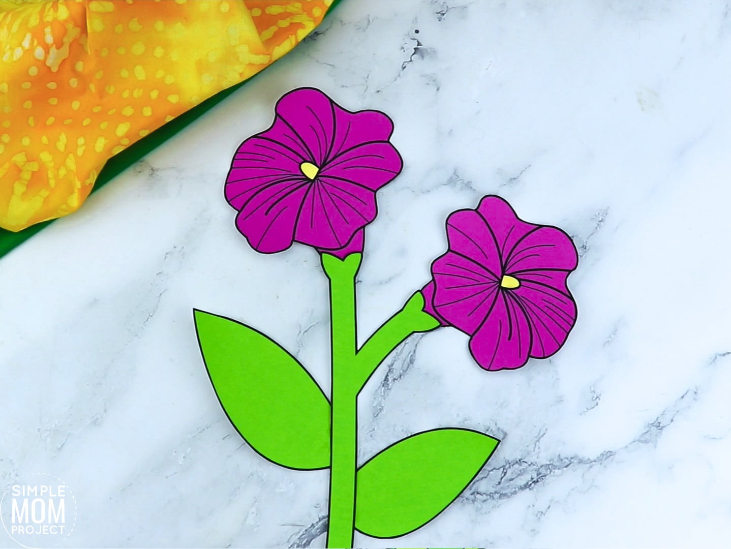 Free Printable Petunia Flower Craft template for kids, Petunia craft for toddlers and Petunia craft for kindergartners
