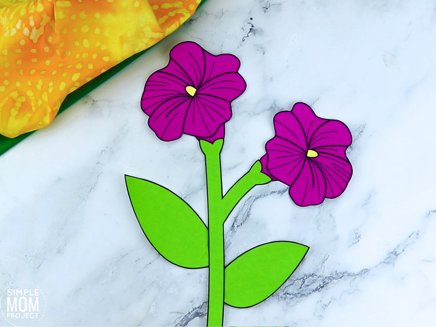 Free Printable Petunia Flower Craft template for kids, Petunia craft for toddlers and Petunia craft for kindergartners