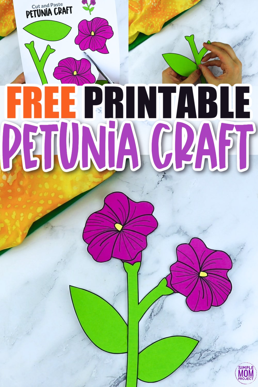 Free Printable Petunia Flower Craft template for kids, Petunia craft for toddlers and Petunia craft for kindergartners