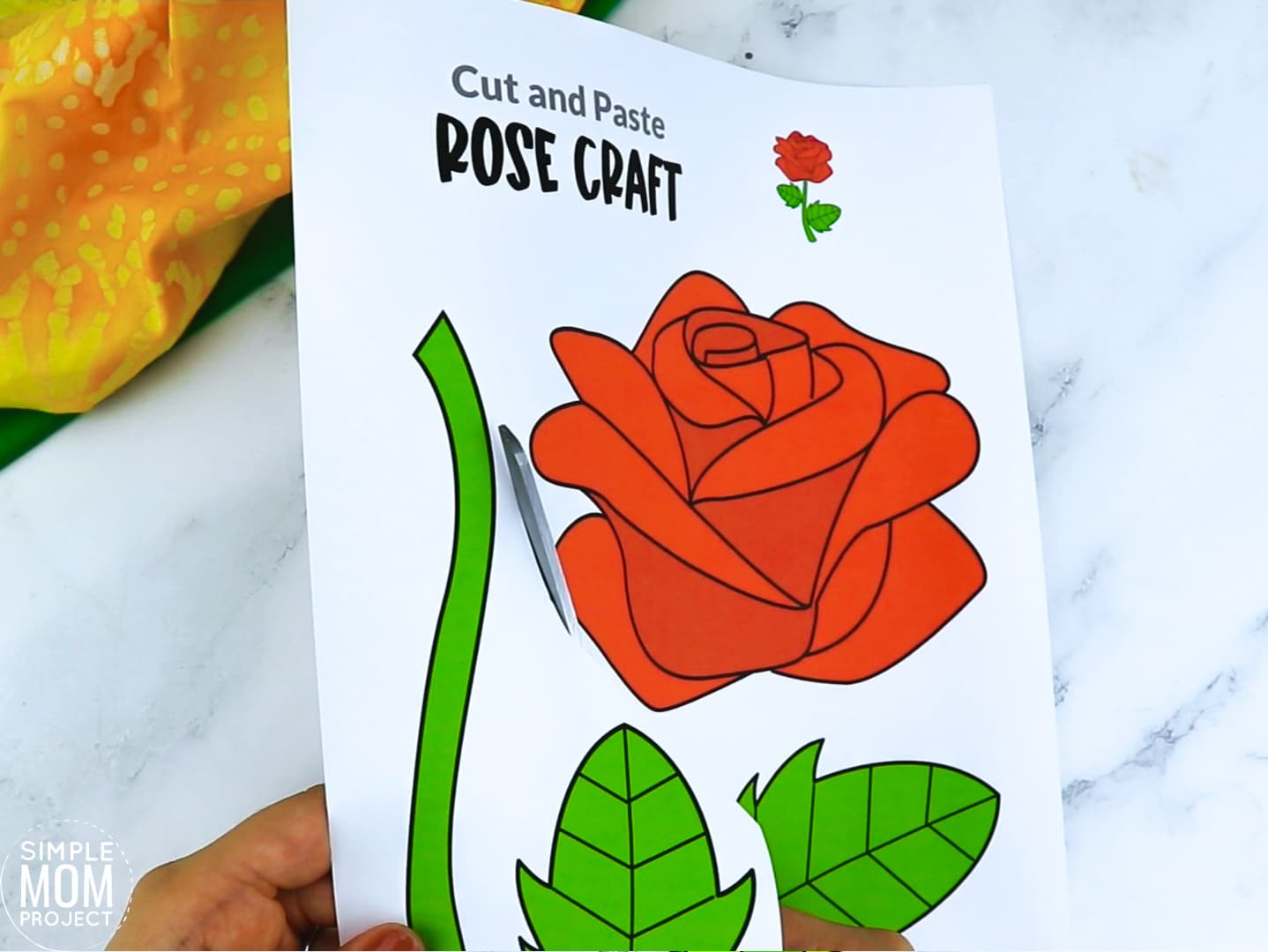 Free Printable Rose Flower Craft template for kids, Rose craft for toddlers and Rose craft for kindergartners