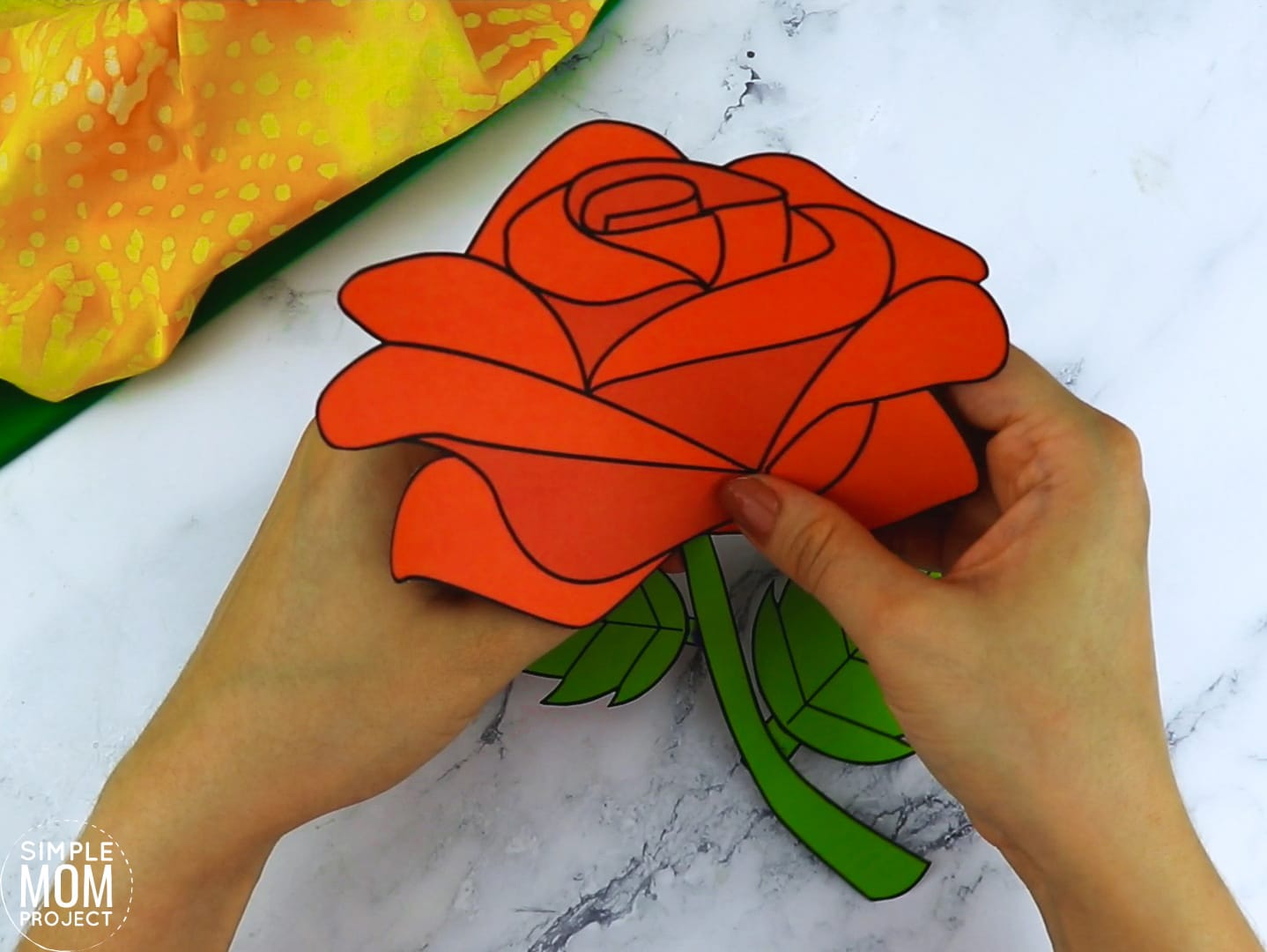 Free Printable Rose Flower Craft template for kids, Rose craft for toddlers and Rose craft for kindergartners