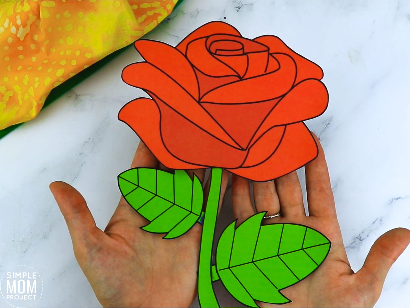 Free Printable Rose Flower Craft template for kids, Rose craft for toddlers and Rose craft for kindergartners
