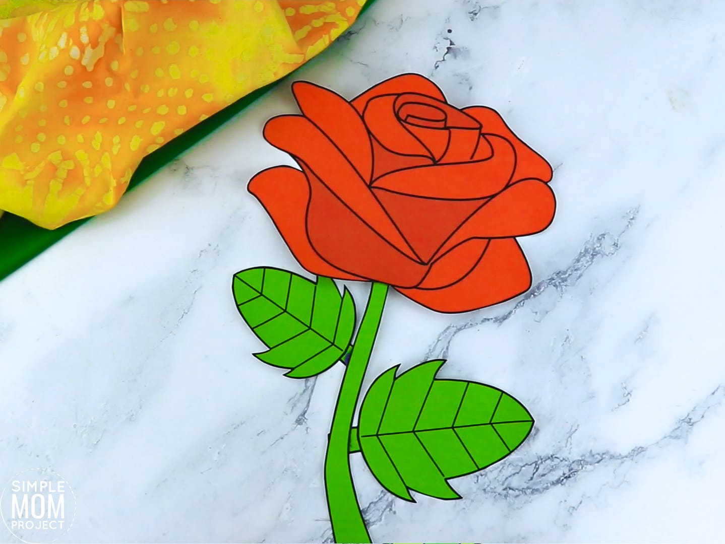 Free Printable Rose Flower Craft template for kids, Rose craft for toddlers and Rose craft for kindergartners