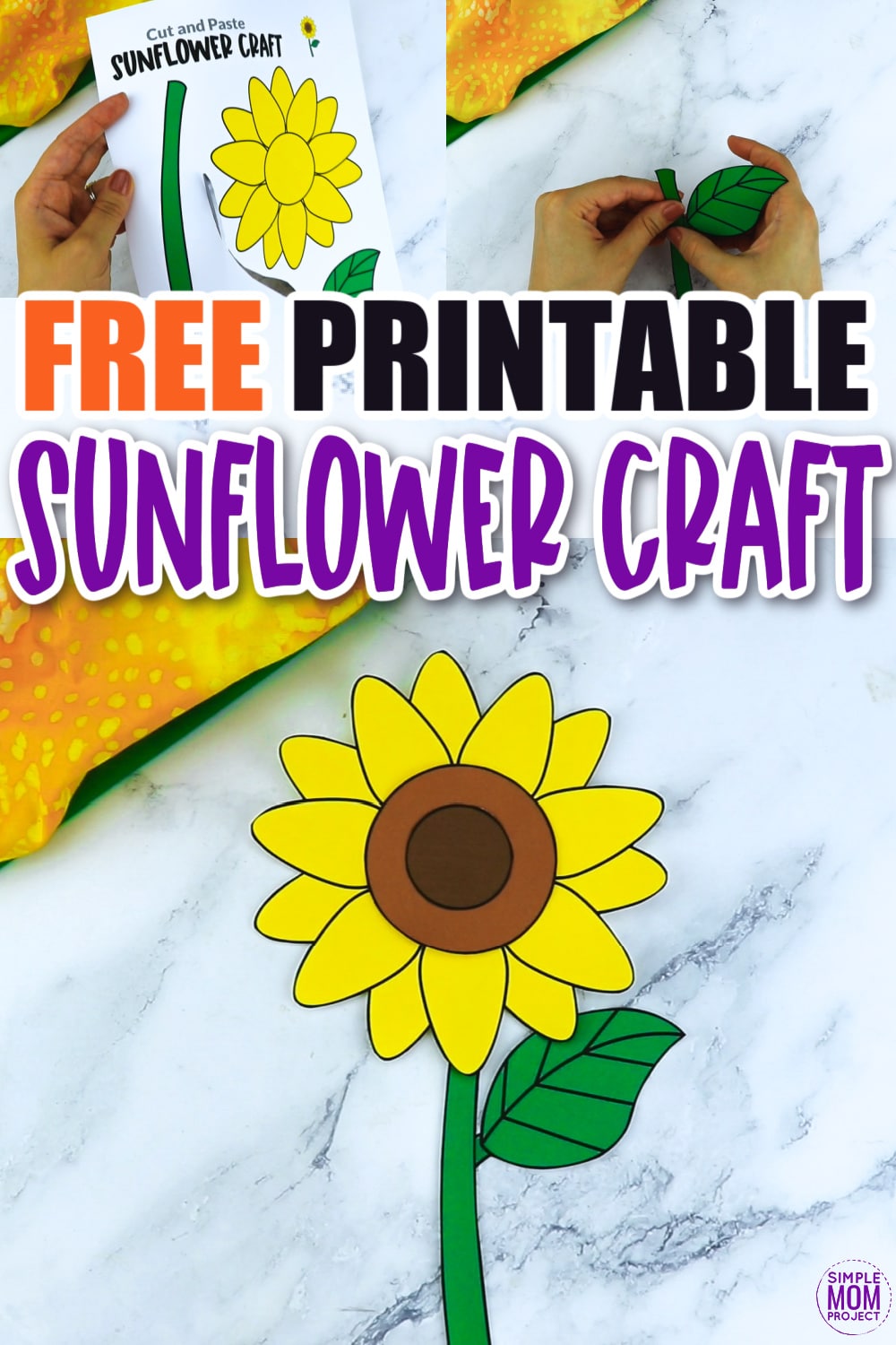 Free Printable Sunflower Flower Craft template for kids, Sunflower craft for toddlers and Sunflower craft for kindergartners