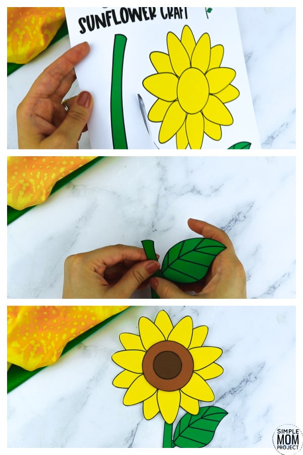 Free Printable Sunflower Flower Craft template for kids, Sunflower craft for toddlers and Sunflower craft for kindergartners