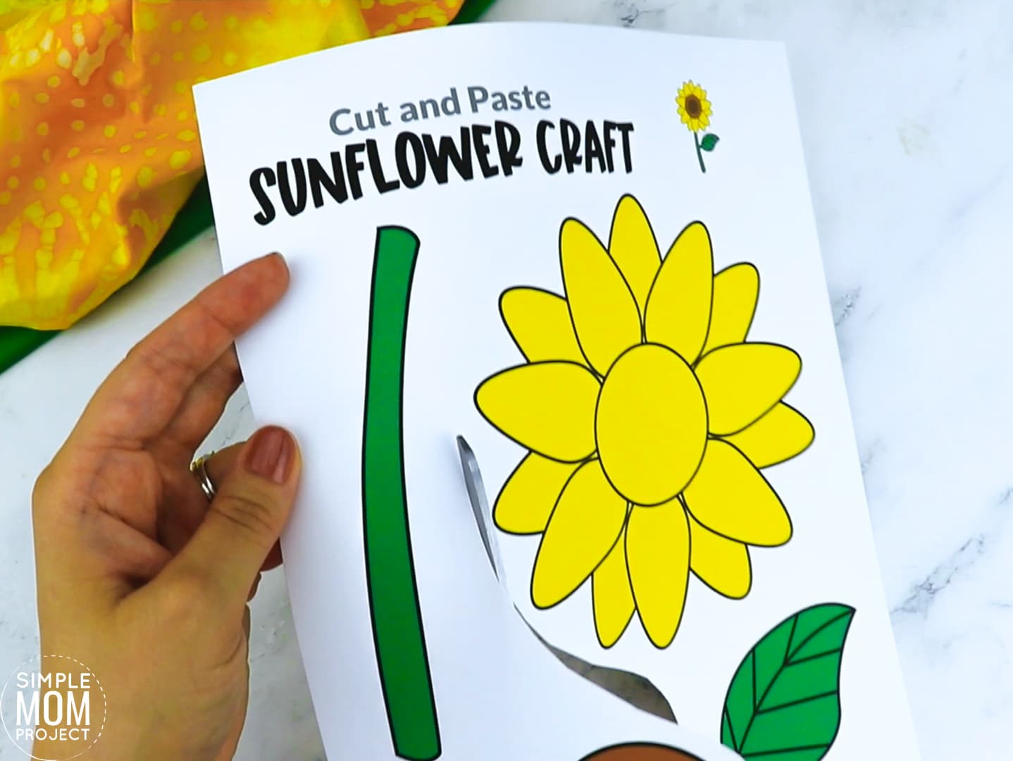 Free Printable Sunflower Flower Craft template for kids, Sunflower craft for toddlers and Sunflower craft for kindergartners
