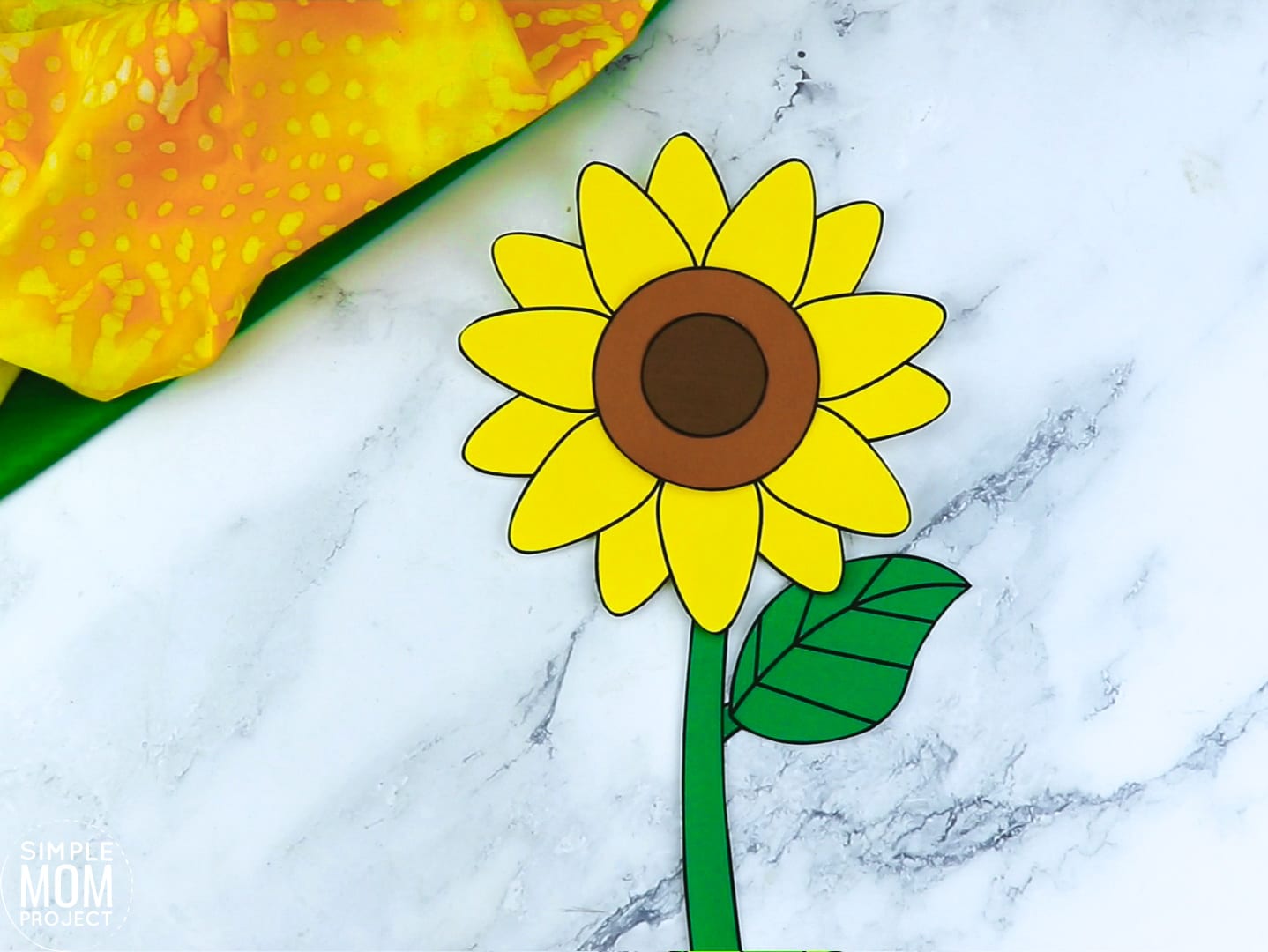 Free Printable Sunflower Flower Craft template for kids, Sunflower craft for toddlers and Sunflower craft for kindergartners