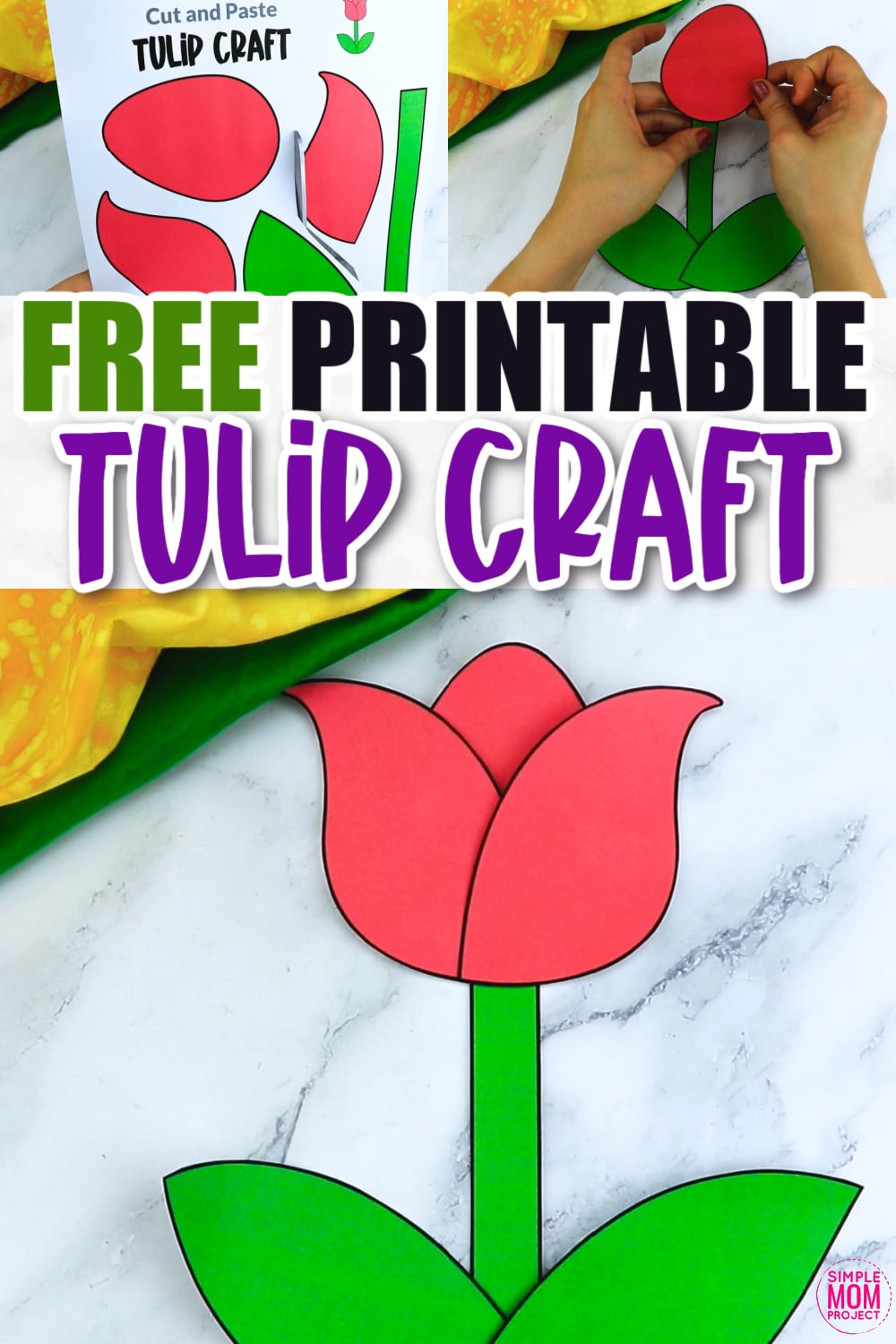 Are you looking for a step by step tulip craft to make with your preschool class? This easy flower tulip craft is great for handmade cards, teaching about the letter T and many other fun spring tulip activities. Click now to download and print your tulip craft template today!