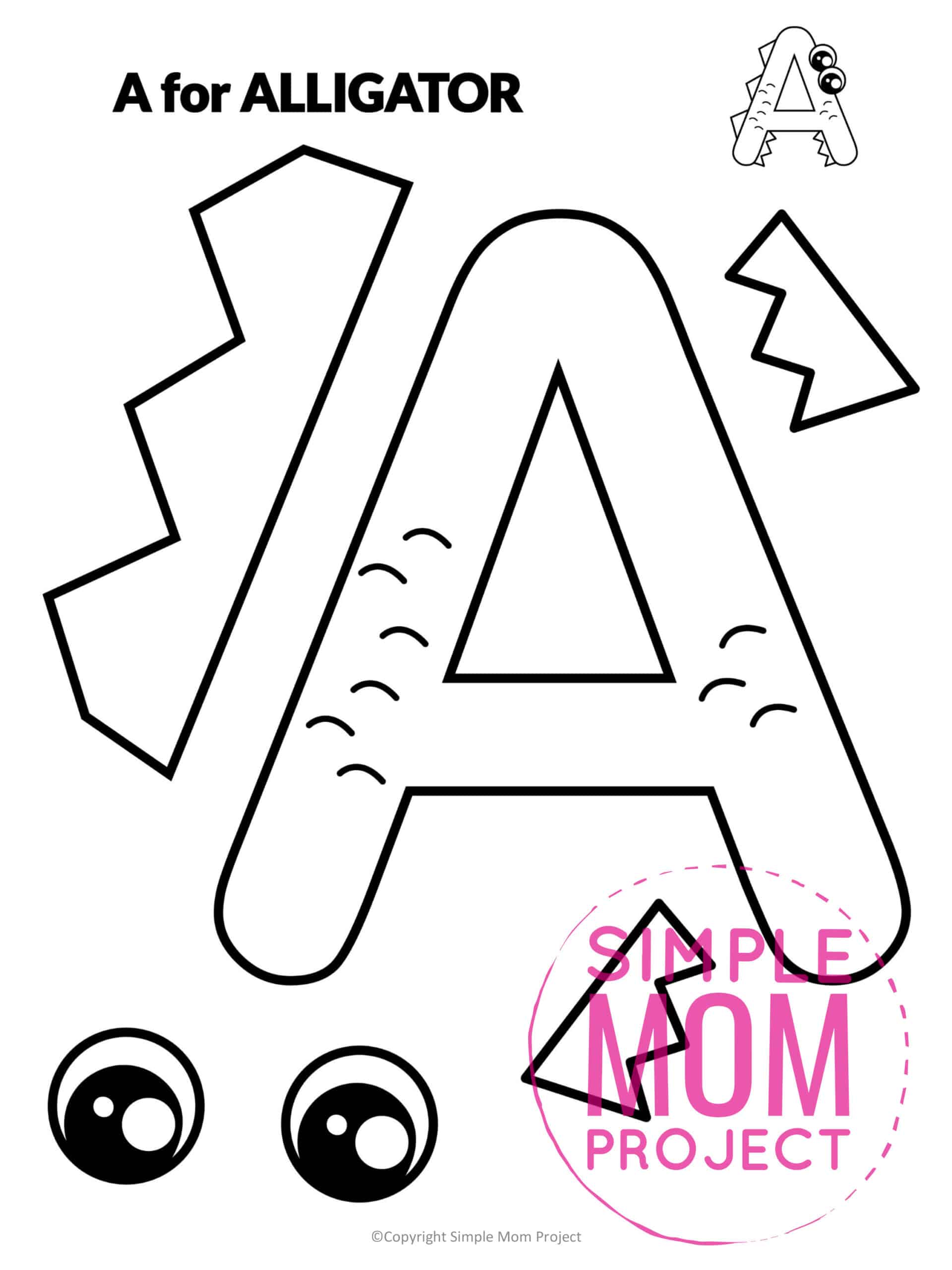 A is for Alligator Free Printable Craft Alligator Letter A Craft for Kids, preschoolers, toddlers and kindergartners