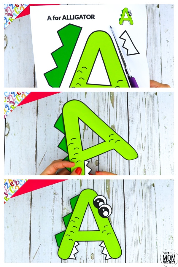 A is for Alligator Free Printable Craft Alligator Letter A Craft for Kids, preschoolers, toddlers and kindergartners