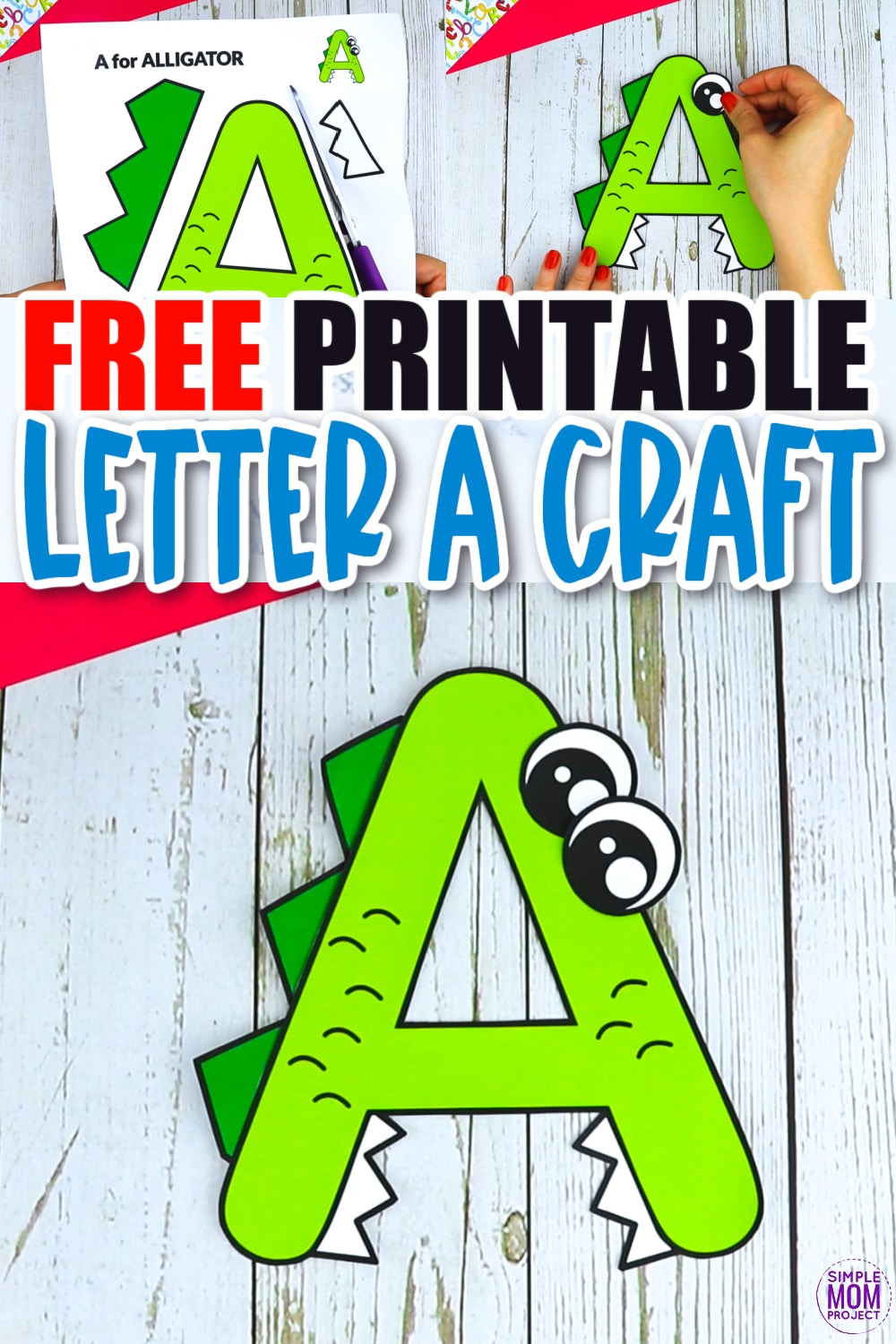 A is for Alligator Free Printable Craft Alligator Letter A Craft for Kids, preschoolers, toddlers and kindergartners
