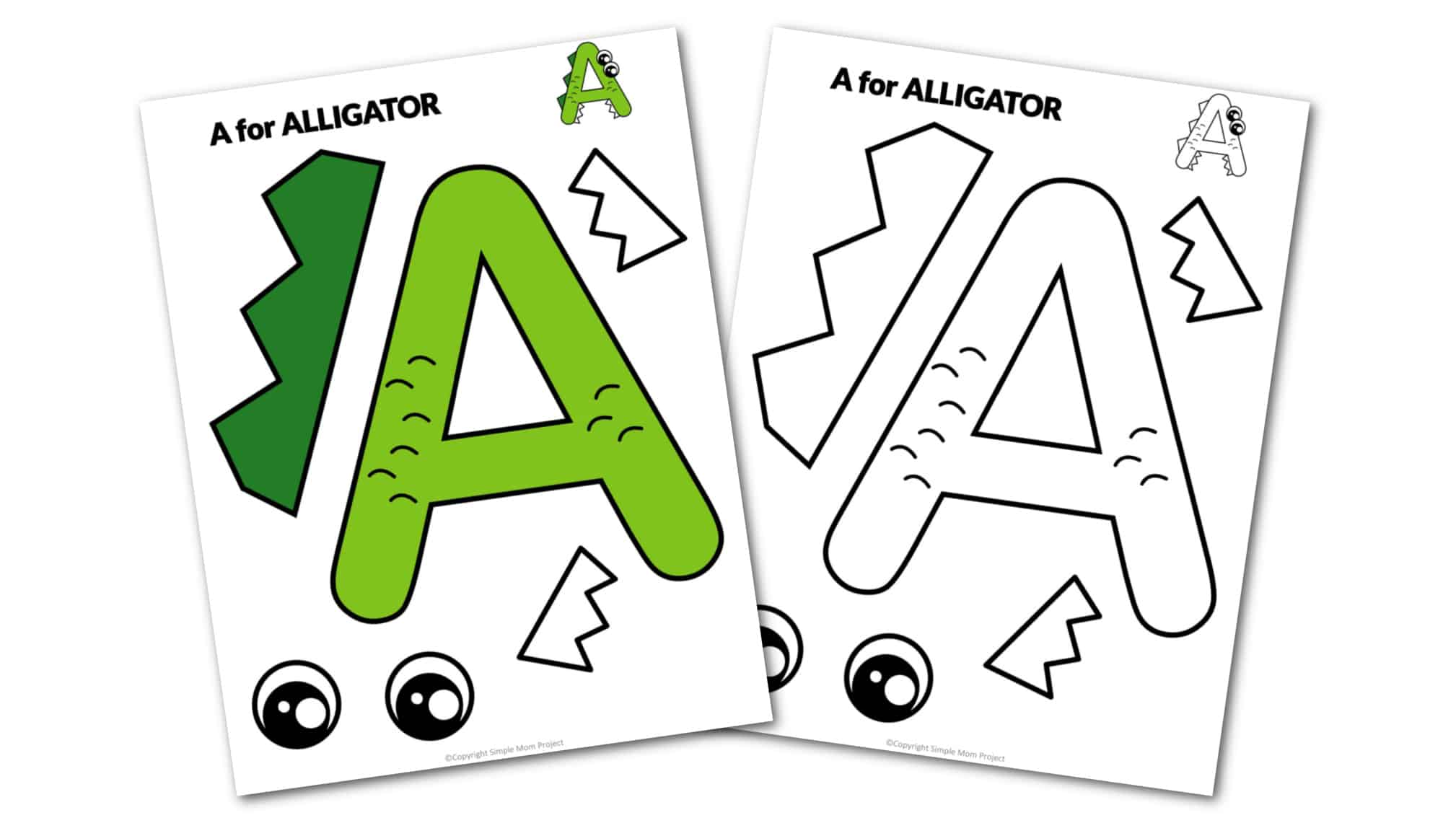 A is for Alligator Free Printable Craft Alligator Letter A Craft for Kids, preschoolers, toddlers and kindergartners