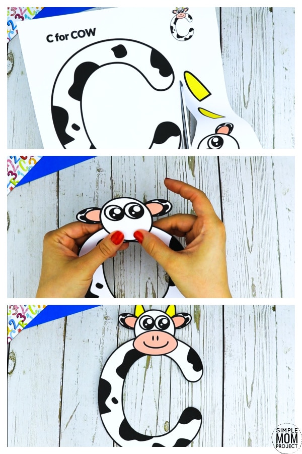 C is for Cow Free Printable Craft Cow Letter C Craft for Kids, preschoolers, toddlers and kindergartners