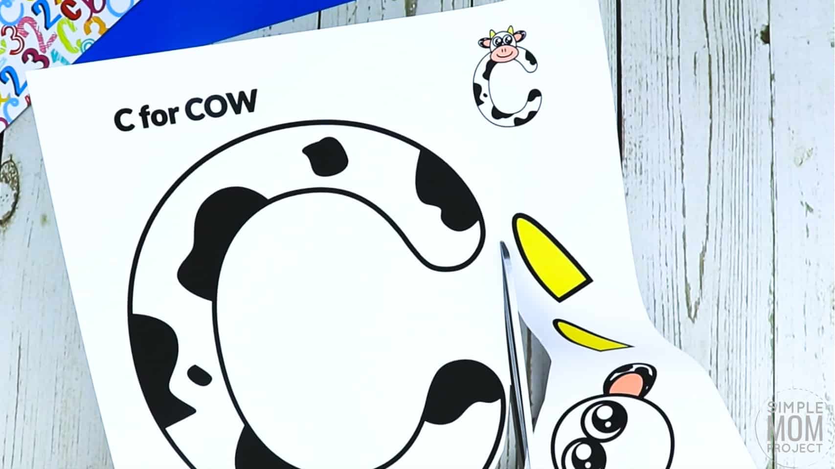 C is for Cow Free Printable Craft Cow Letter C Craft for Kids, preschoolers, toddlers and kindergartners