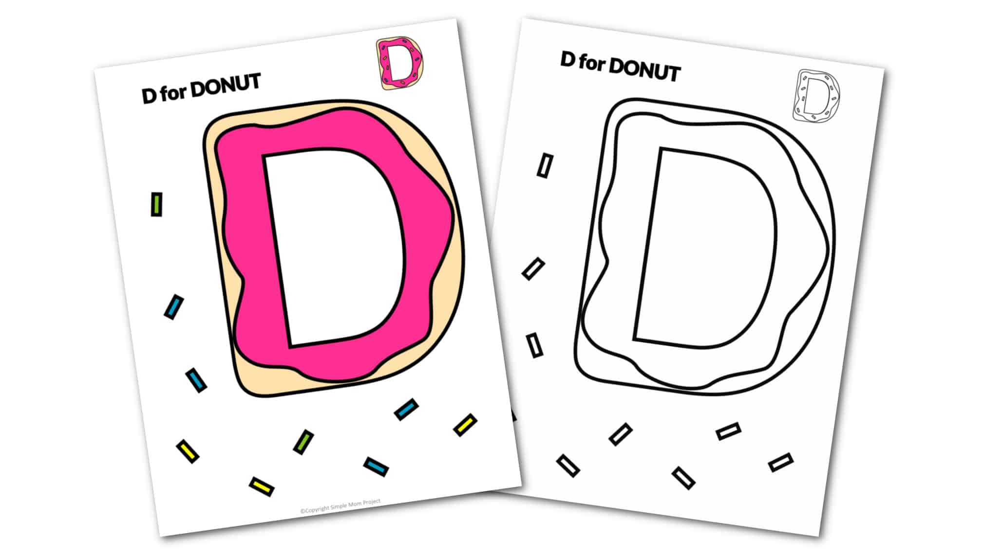 D is for Donut Printable Craft Donut Letter D Craft for Kids, preschoolers, toddlers and kindergartners