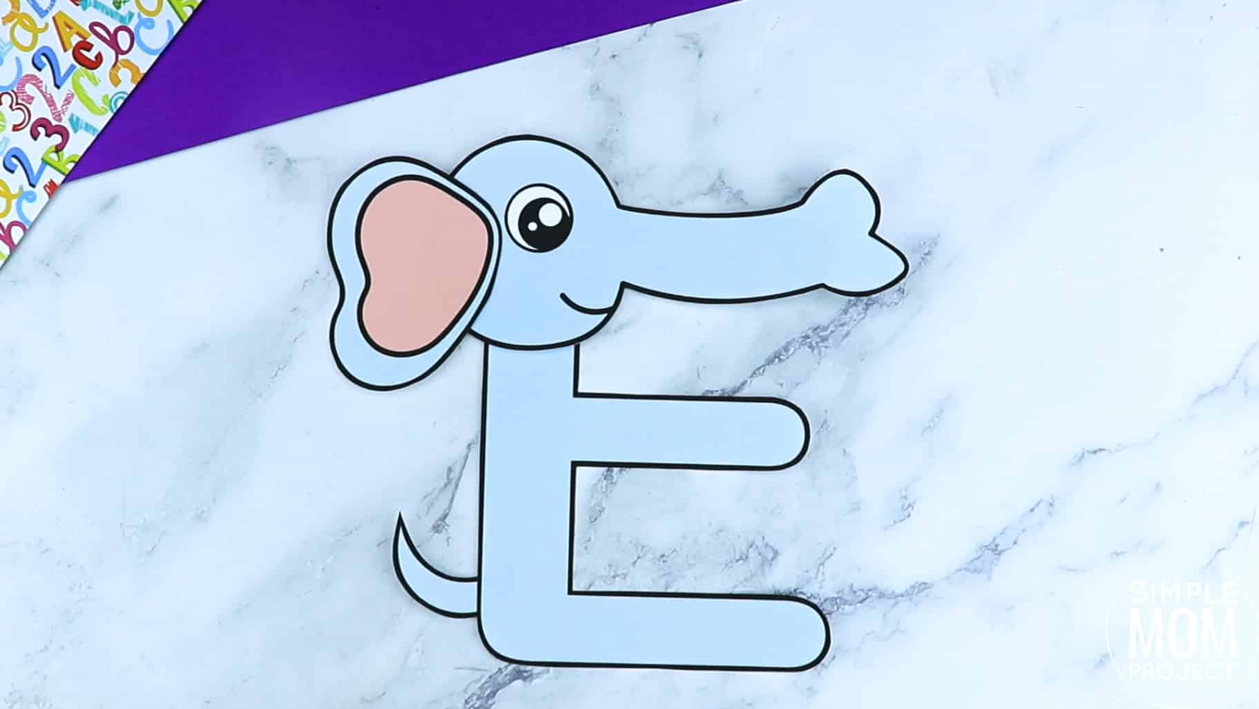 E is for Elephant Printable Craft Elephant Letter E Craft for Kids, preschoolers, toddlers and kindergartners