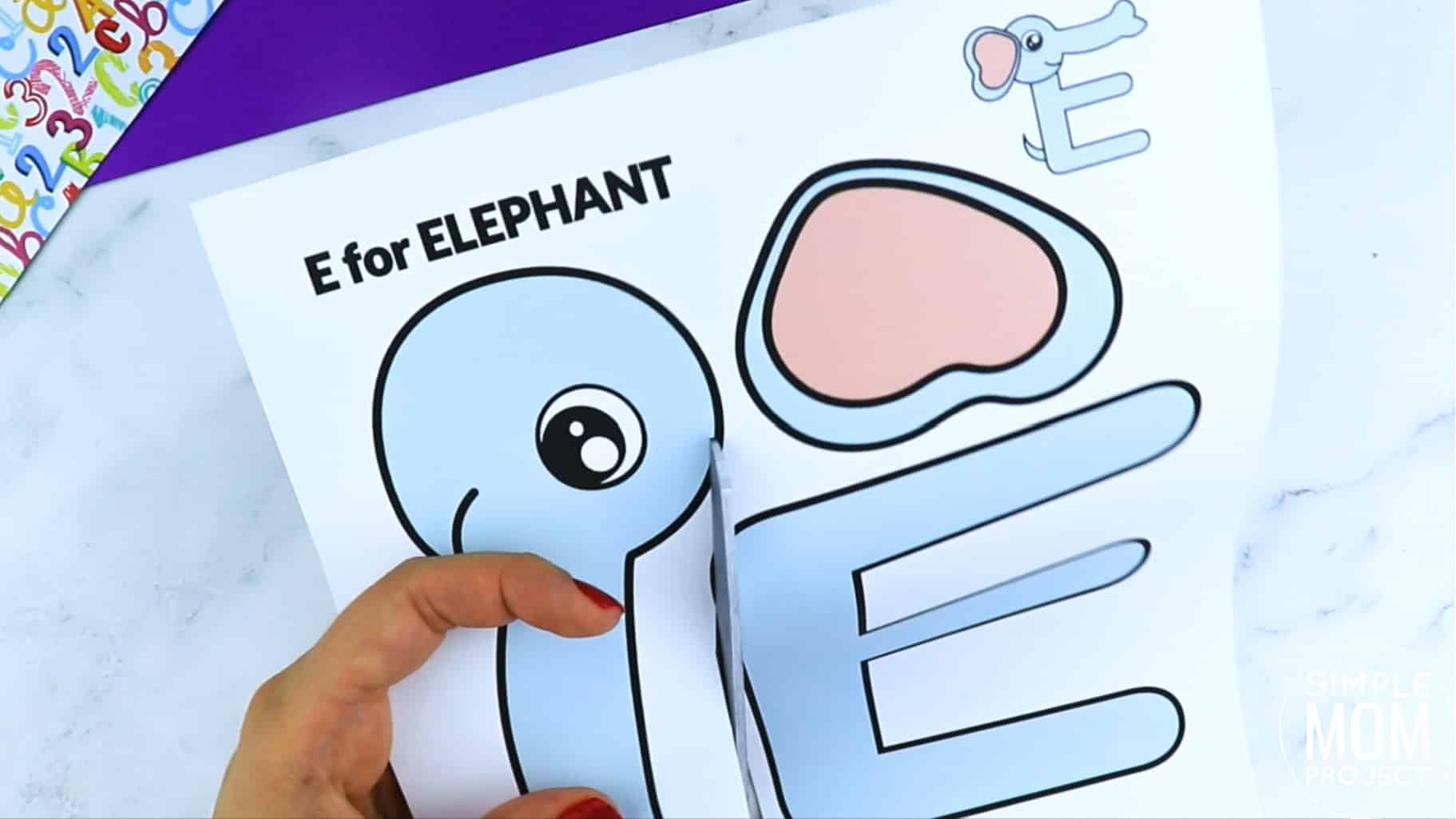E is for Elephant Printable Craft Elephant Letter E Craft for Kids, preschoolers, toddlers and kindergartners
