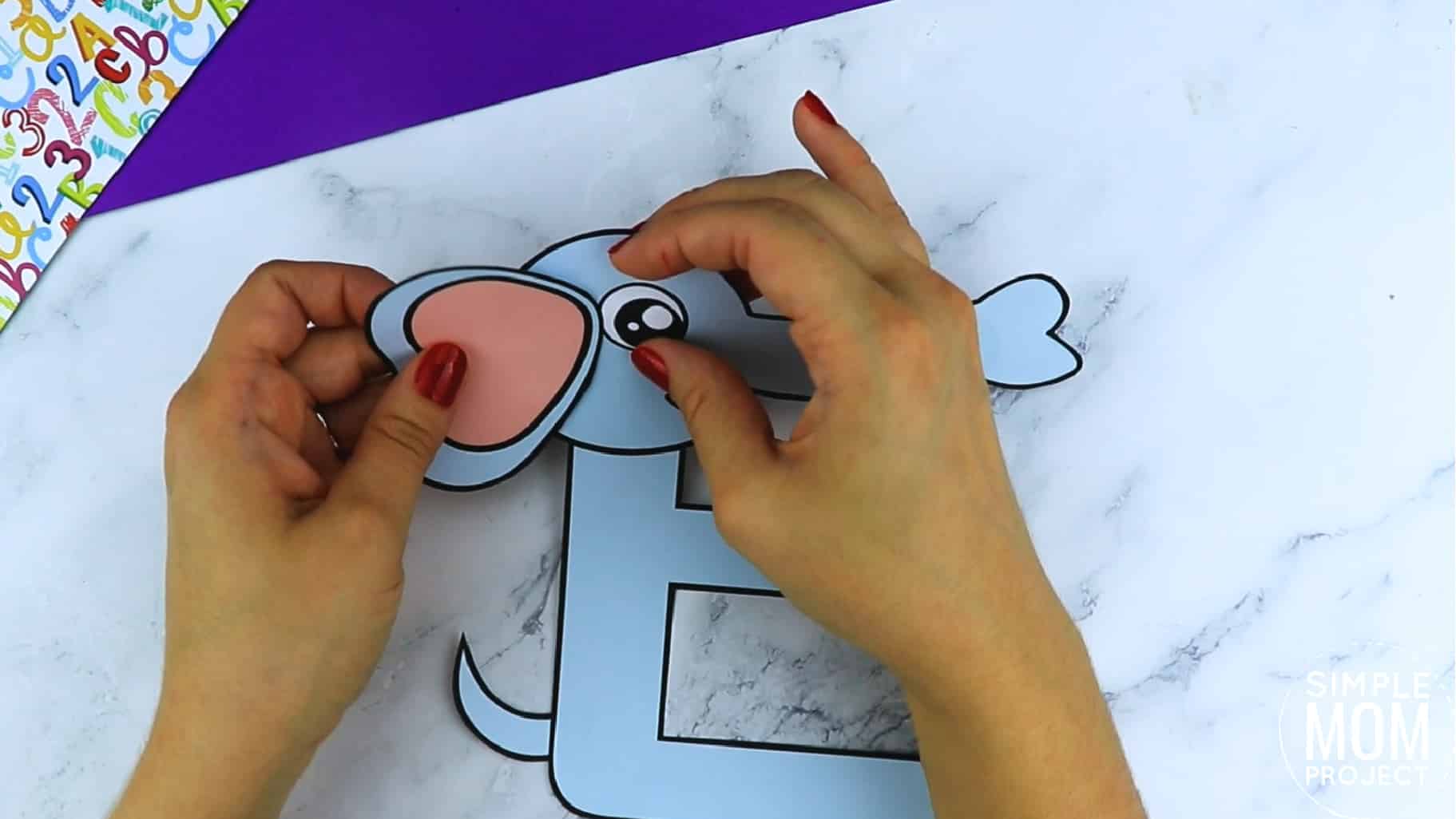 E is for Elephant Printable Craft Elephant Letter E Craft for Kids, preschoolers, toddlers and kindergartners