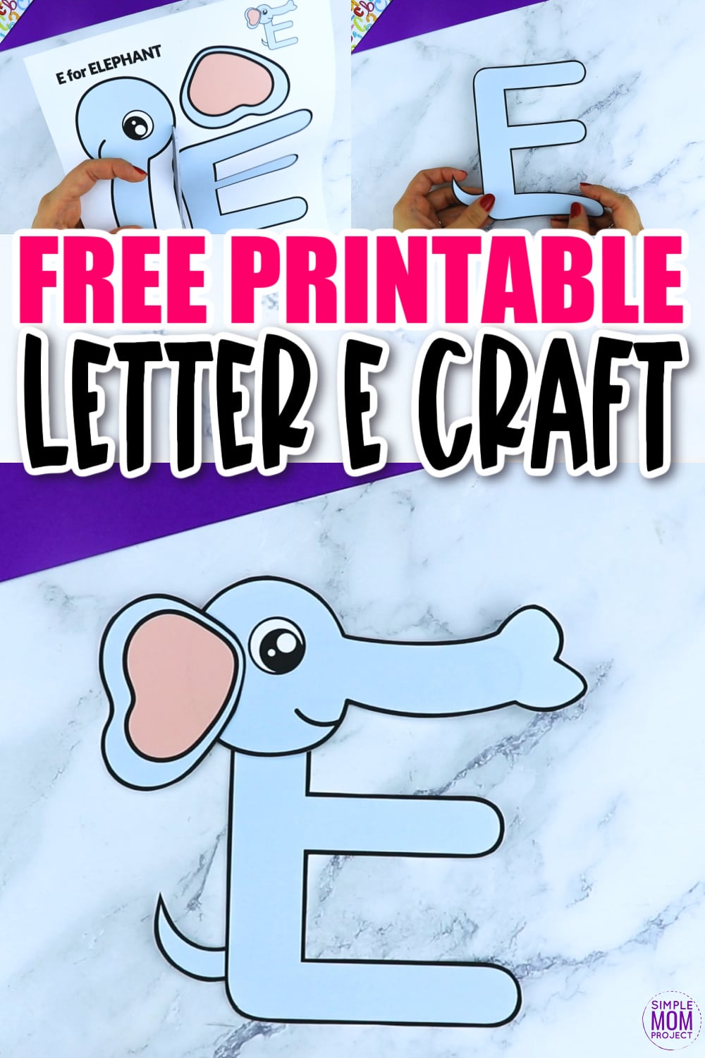 E is for Elephant Printable Craft Elephant Letter E Craft for Kids, preschoolers, toddlers and kindergartners