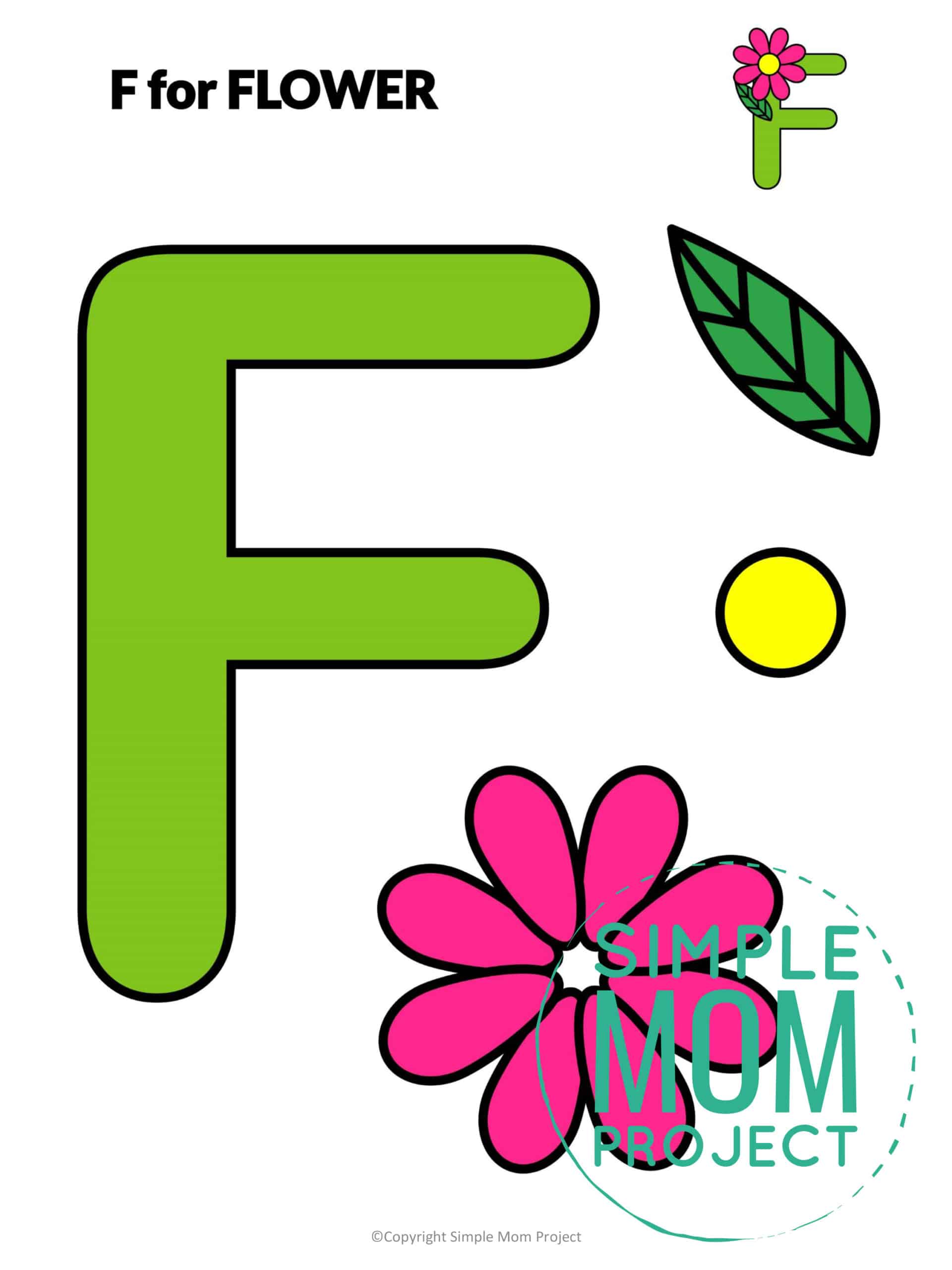 F is for Flower Printable Craft Flower Letter F Craft for Kids, preschoolers, toddlers and kindergartners