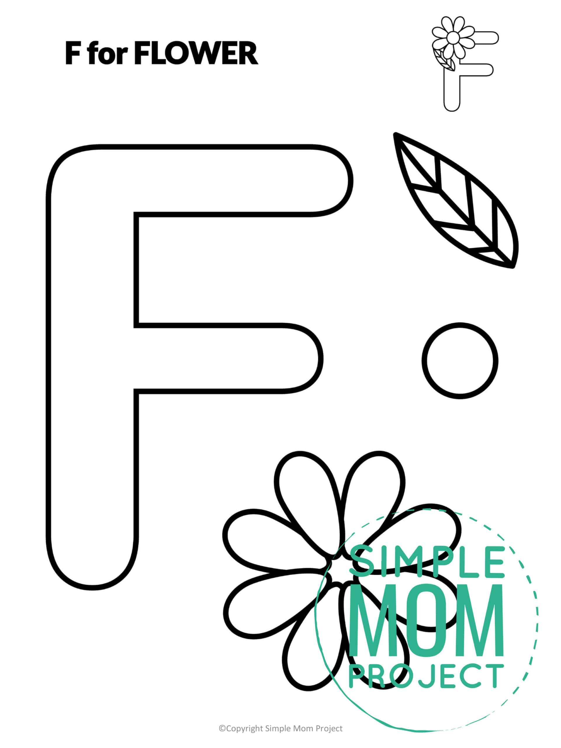 F is for Flower Printable Craft Flower Letter F Craft for Kids, preschoolers, toddlers and kindergartners