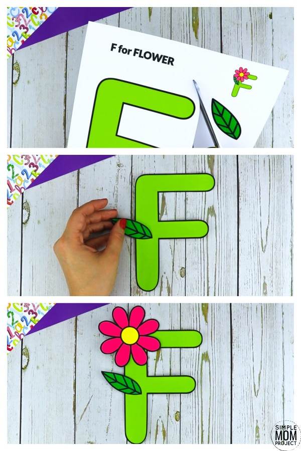F is for Flower Printable Craft Flower Letter F Craft for Kids, preschoolers, toddlers and kindergartners