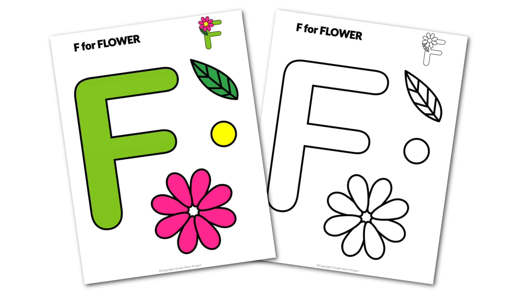 F is for Flower Printable Craft Flower Letter F Craft for Kids, preschoolers, toddlers and kindergartners
