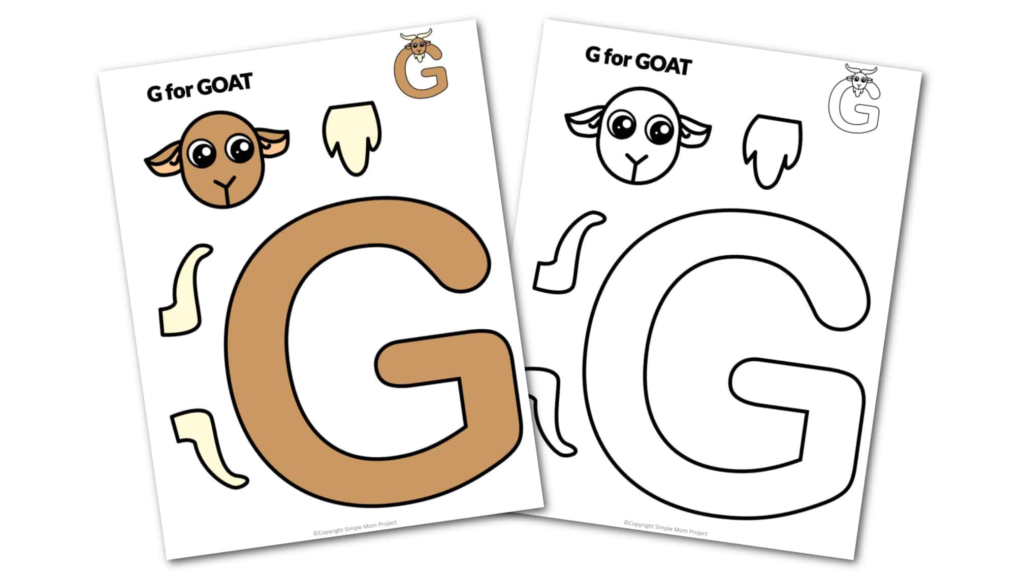 G is for Goat Printable Craft Goat Letter G Craft for Kids, preschoolers, toddlers and kindergartners