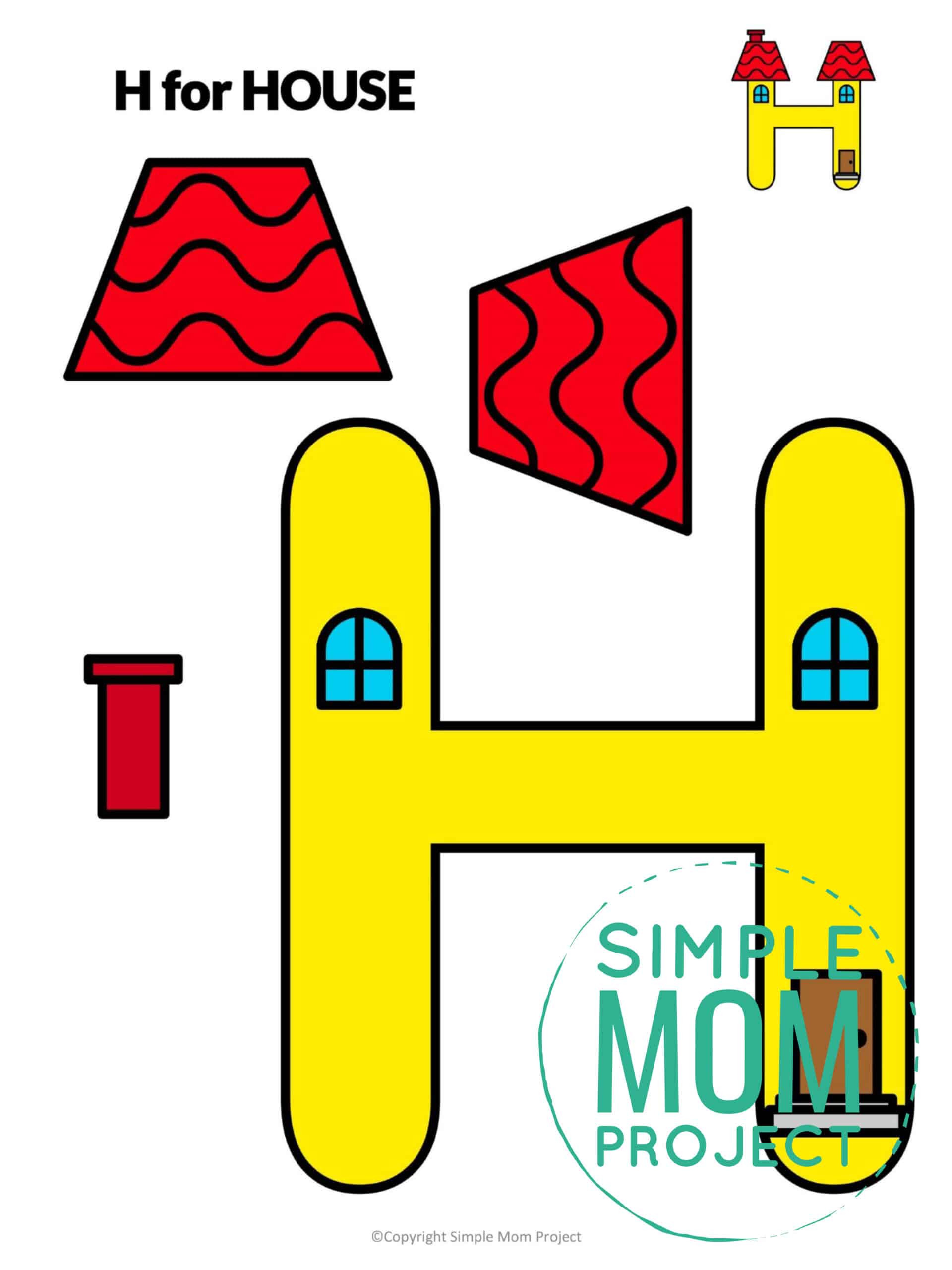 H is for House Printable Craft Letter H Craft for Kids, preschoolers, toddlers and kindergartners