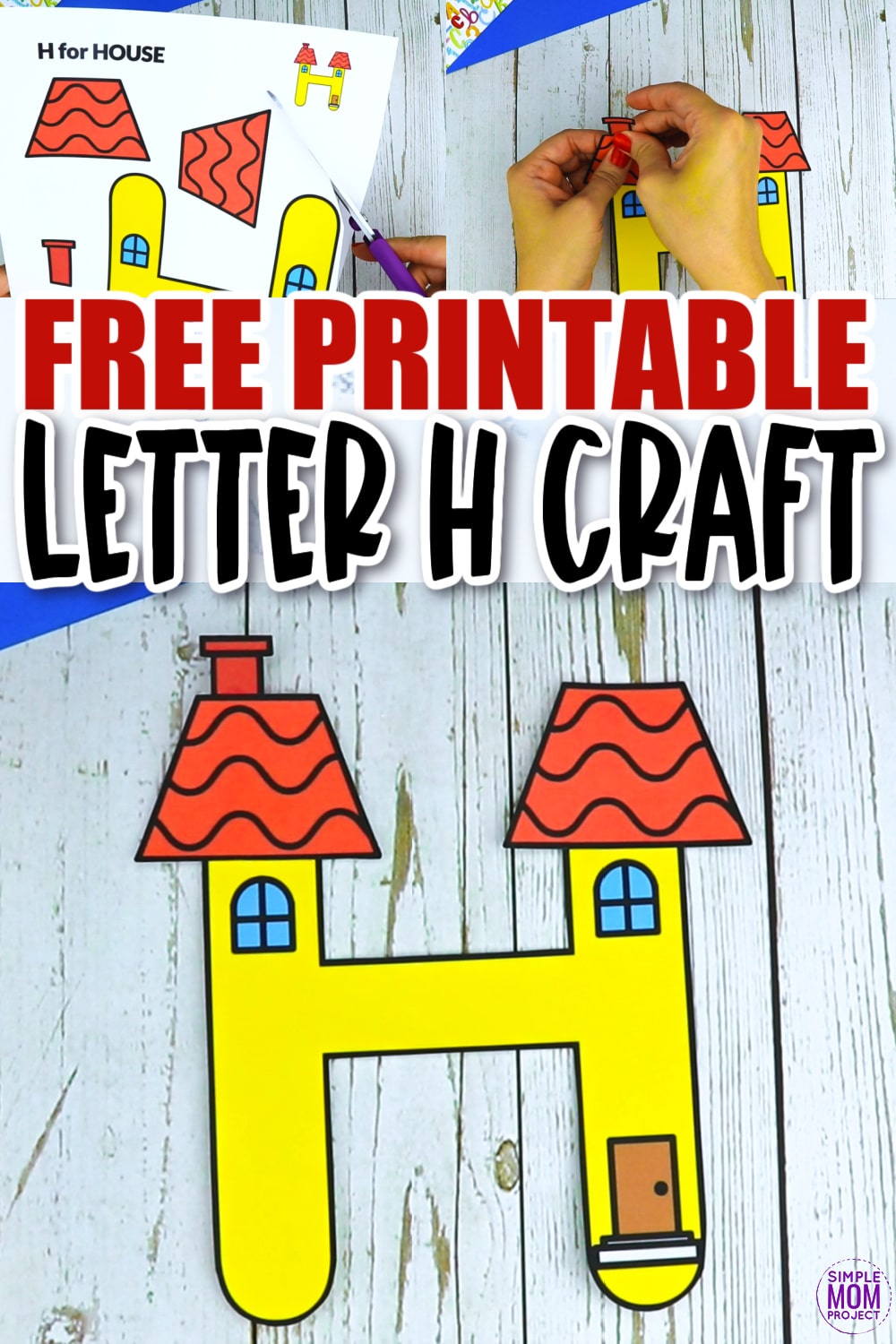 Are you looking for a fun and creative way to teach the alphabet uppercase letter H? Use this fun preschool free printable house H learning craft activities. Grab a helicopter toy, hippo or even some horse stuffed friends and other things that start with H while you make this letter H is for house craft. Your kindergarten students will also love making this fun printable letter H is for house craft.