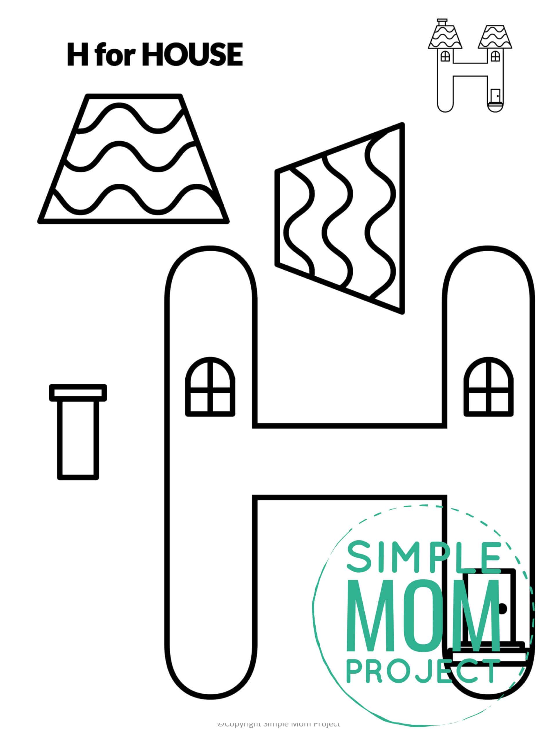 H is for House Printable Craft Letter H Craft for Kids, preschoolers, toddlers and kindergartners