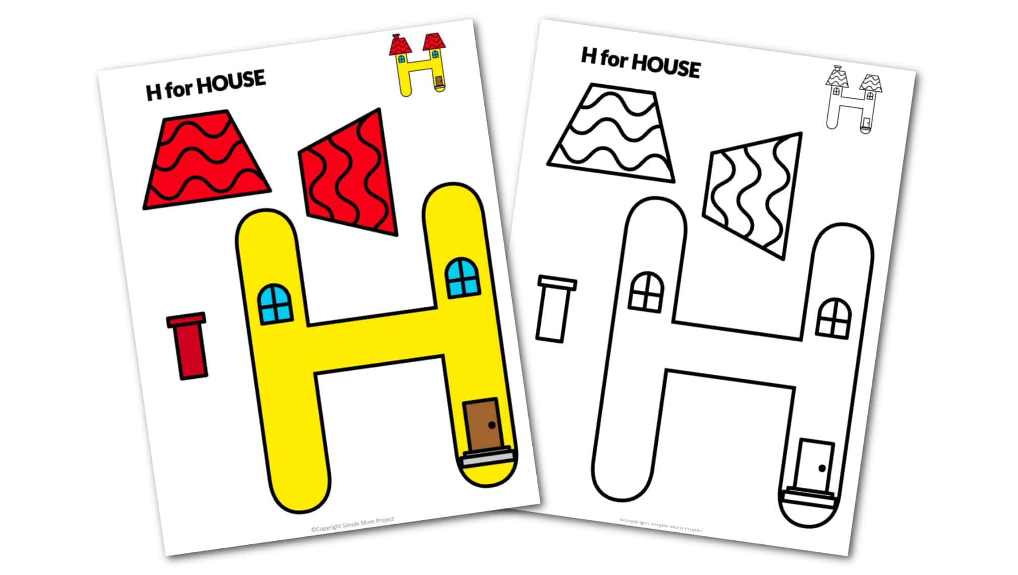H is for House Printable Craft Letter H Craft for Kids, preschoolers, toddlers and kindergartners