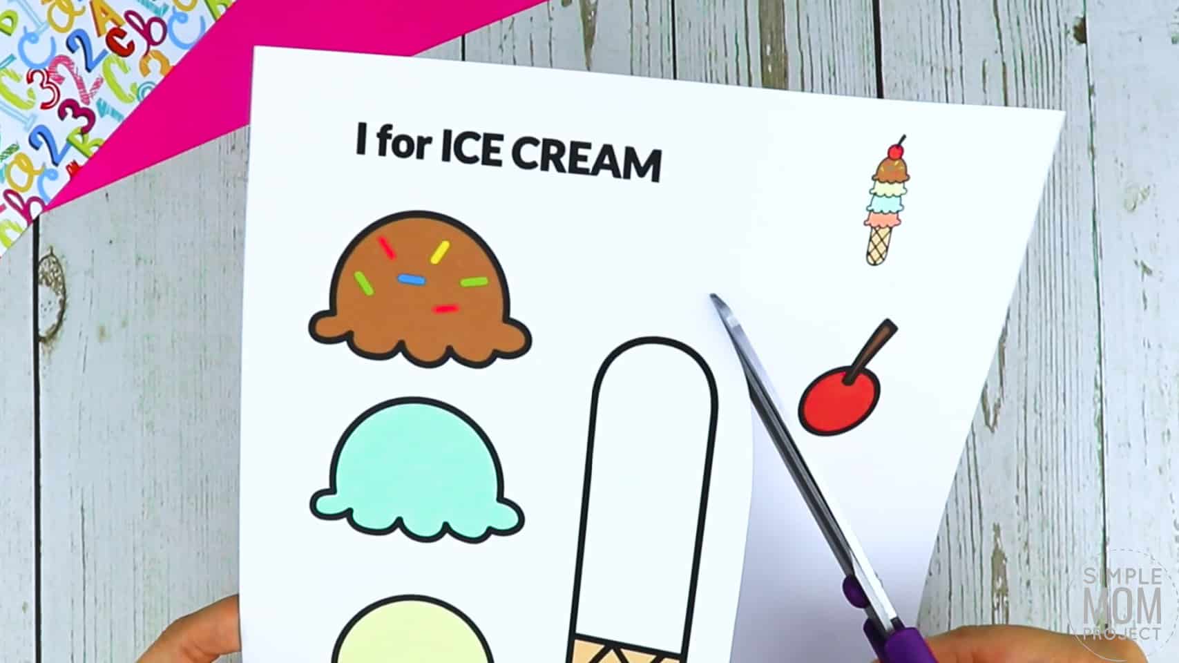 I is for Ice Cream Printable Craft Ice Cream Letter I Craft for Kids, preschoolers, toddlers and kindergartners