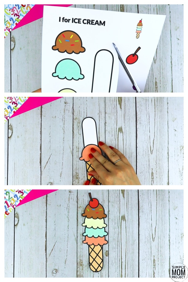 I is for Ice Cream Printable Craft Ice Cream Letter I Craft for Kids, preschoolers, toddlers and kindergartners