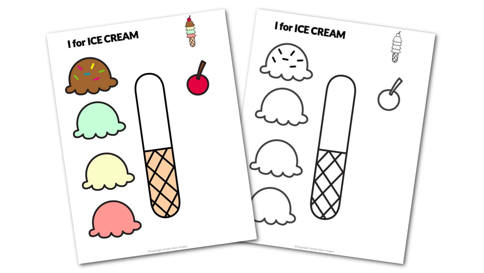 I is for Ice Cream Printable Craft Ice Cream Letter I Craft for Kids, preschoolers, toddlers and kindergartners