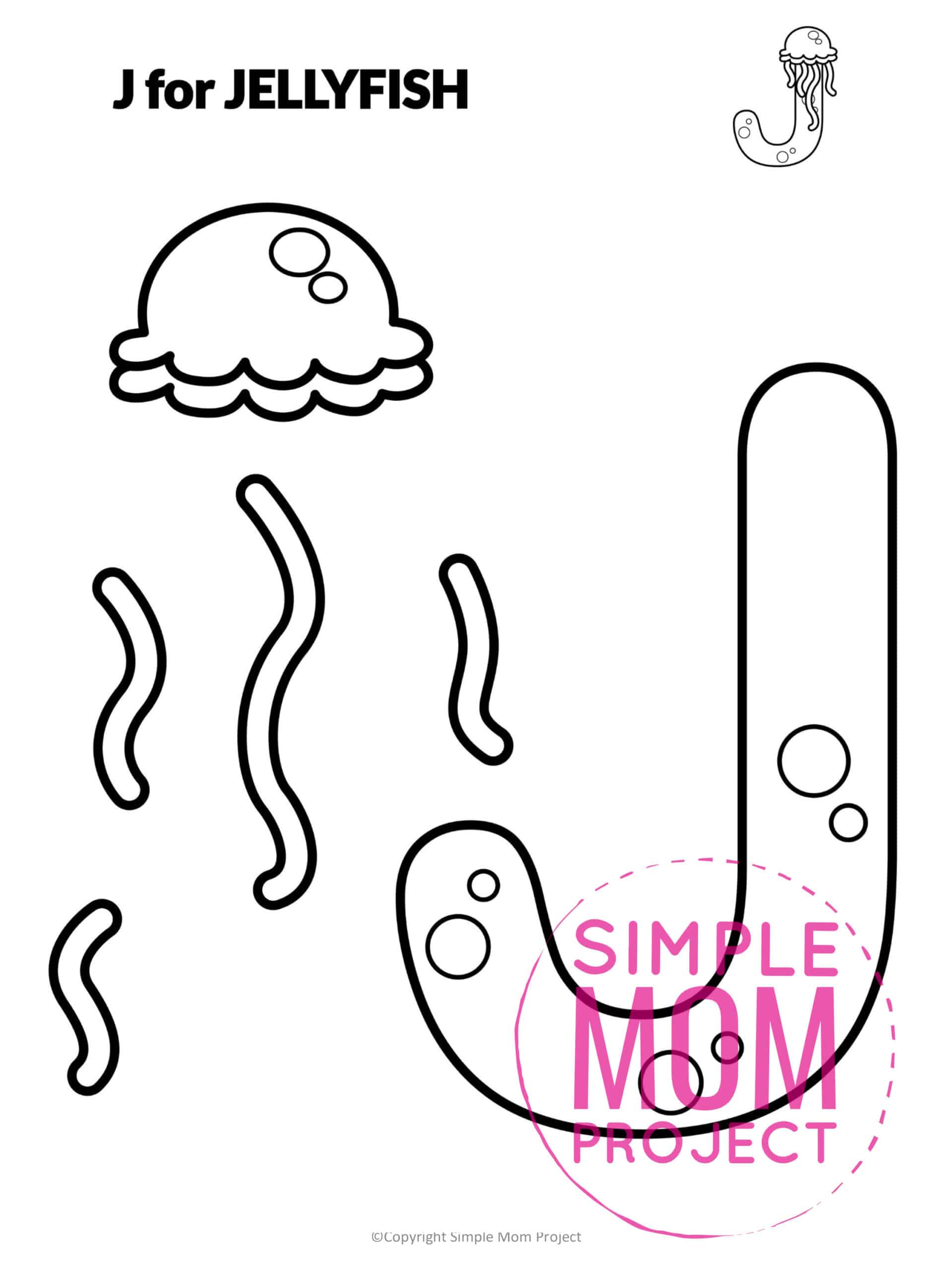 J is for Jellyfish Printable Craft Letter J Craft for Kids, preschoolers, toddlers and kindergartners