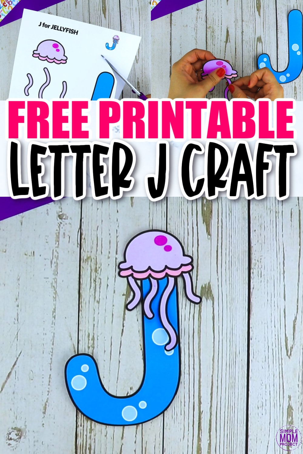 Are you looking for a fun and creative way to teach the alphabet uppercase letter J? Use this fun preschool free printable letter J for jellyfish learning craft activities. While you craft, grab other things that start with J like a jet, juice, jaguar or if you have a jet toy. Use them to teach about the letter J and the sound! Your kindergarten students will also love making this fun printable letter J is for jellyfish craft.