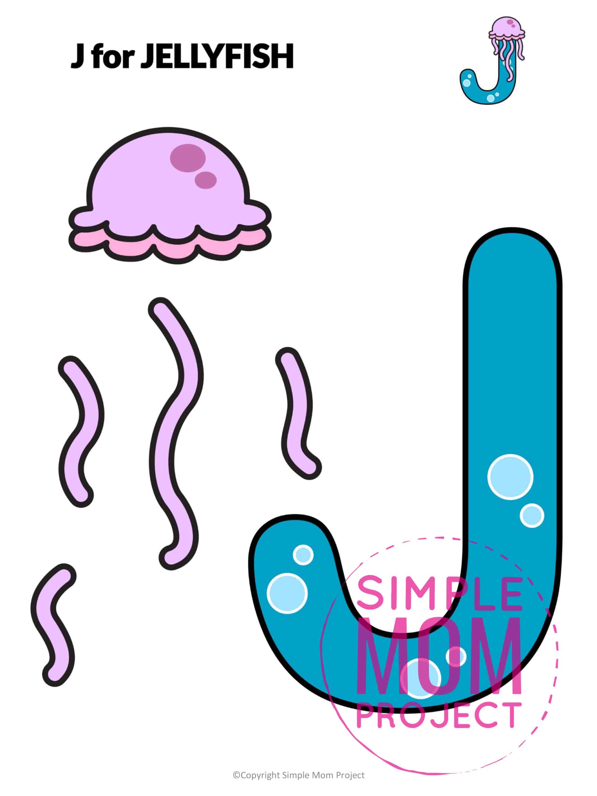 J is for Jellyfish Printable Craft Letter J Craft for Kids, preschoolers, toddlers and kindergartners