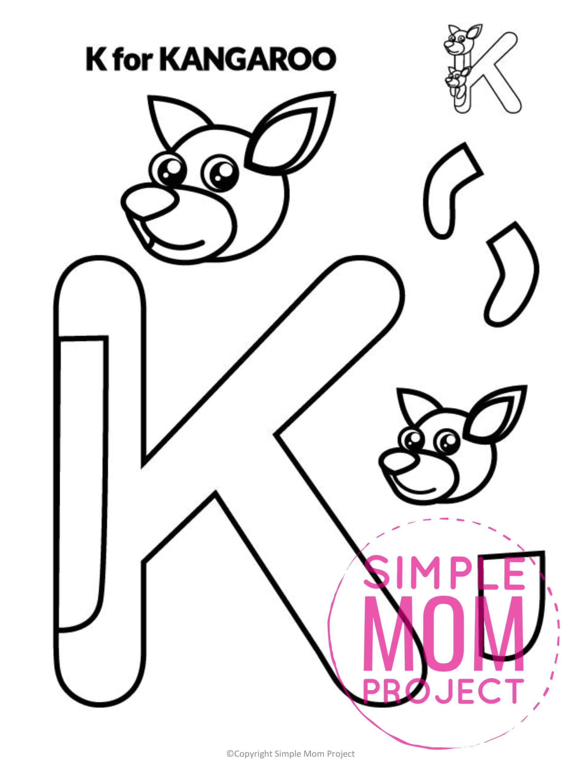 K is for Kangaroo Printable Craft Letter K Craft for Kids, preschoolers, toddlers and kindergartners