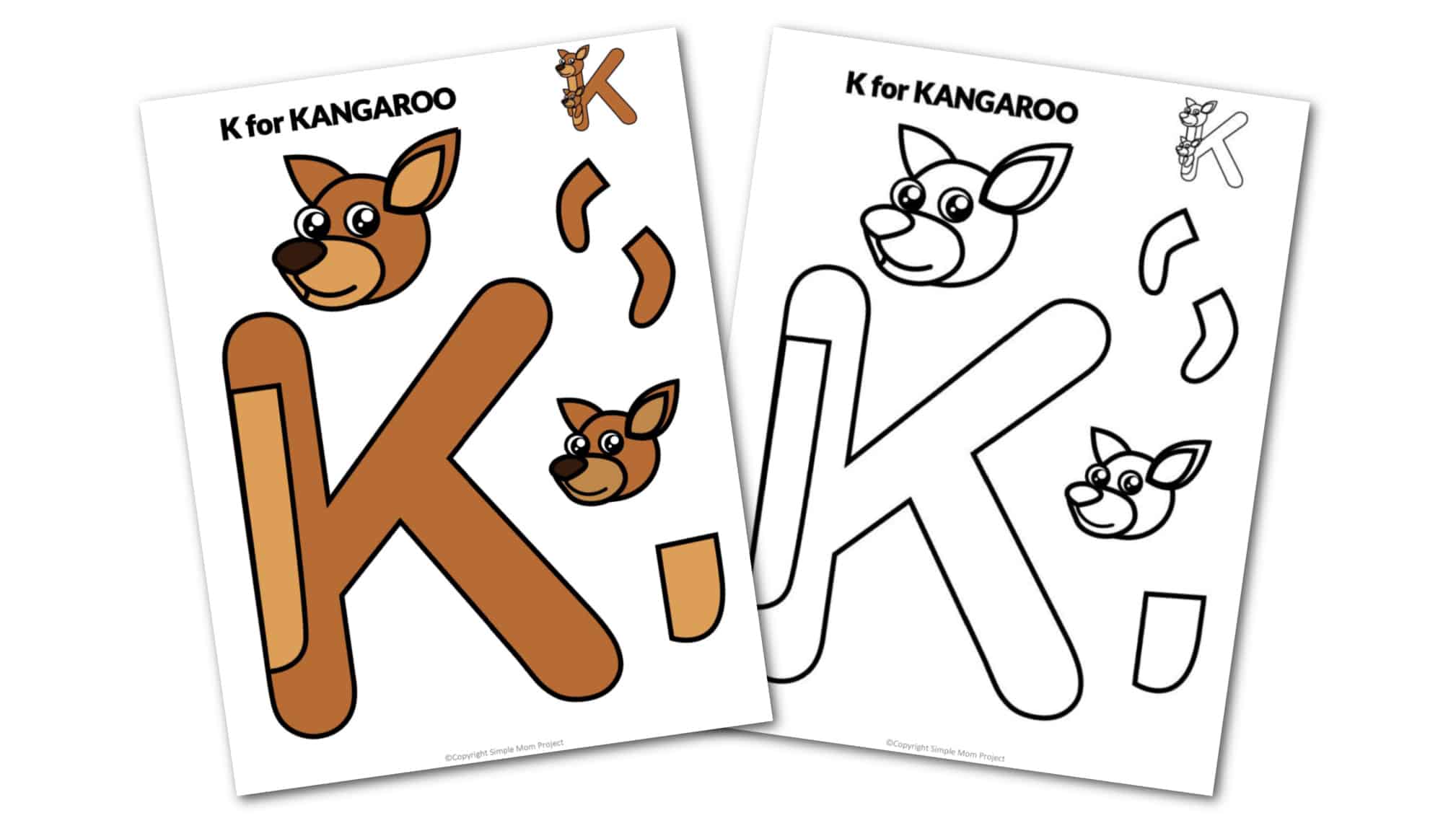 K is for Kangaroo Printable Craft Letter K Craft for Kids, preschoolers, toddlers and kindergartners