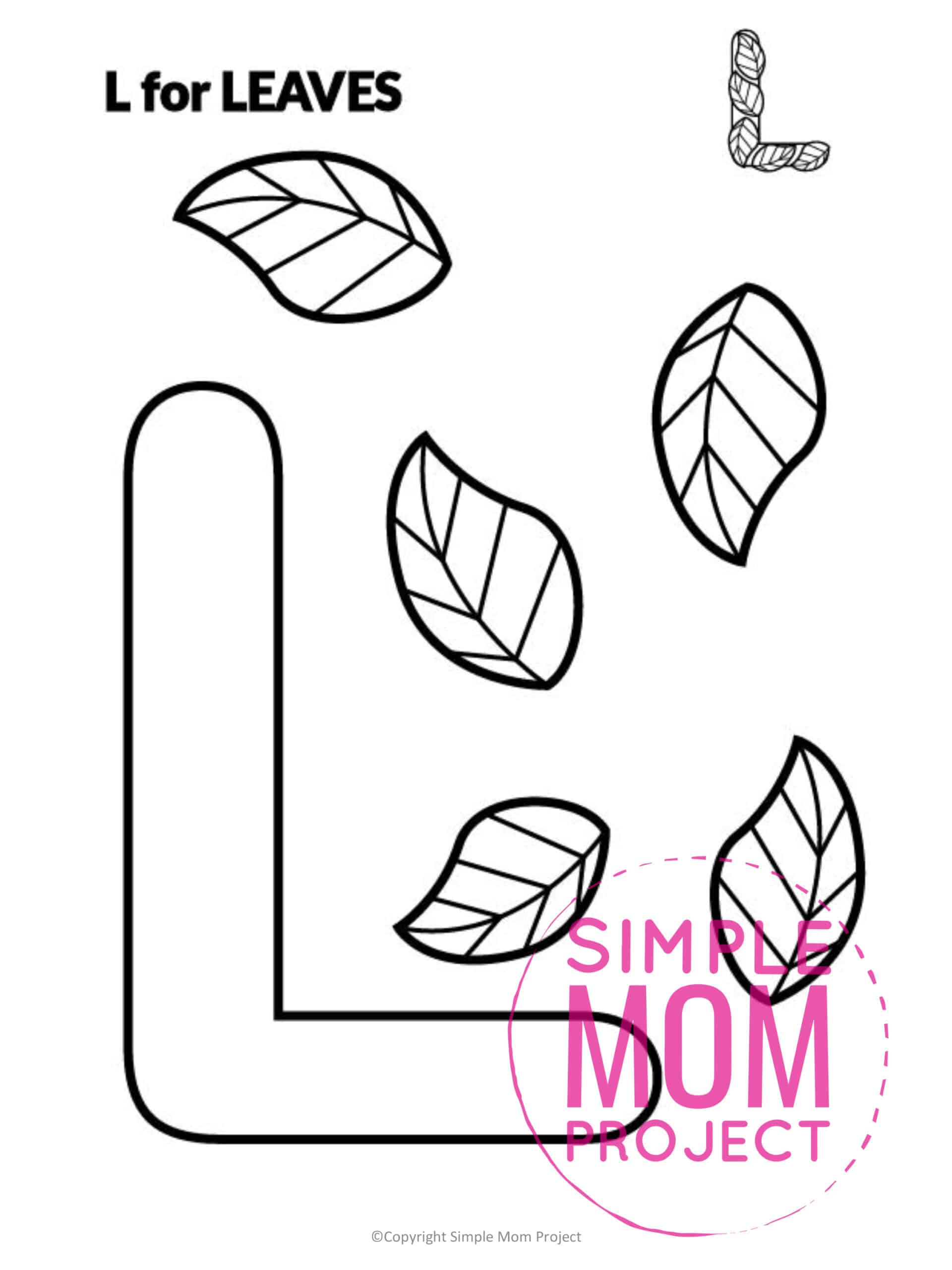 L is for Leaf Printable Craft Leaf Letter L Craft for Kids, preschoolers, toddlers and kindergartners