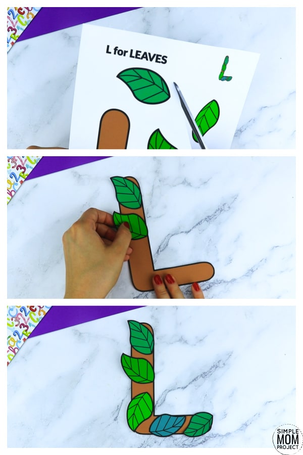L is for Leaf Printable Craft Leaf Letter L Craft for Kids, preschoolers, toddlers and kindergartners