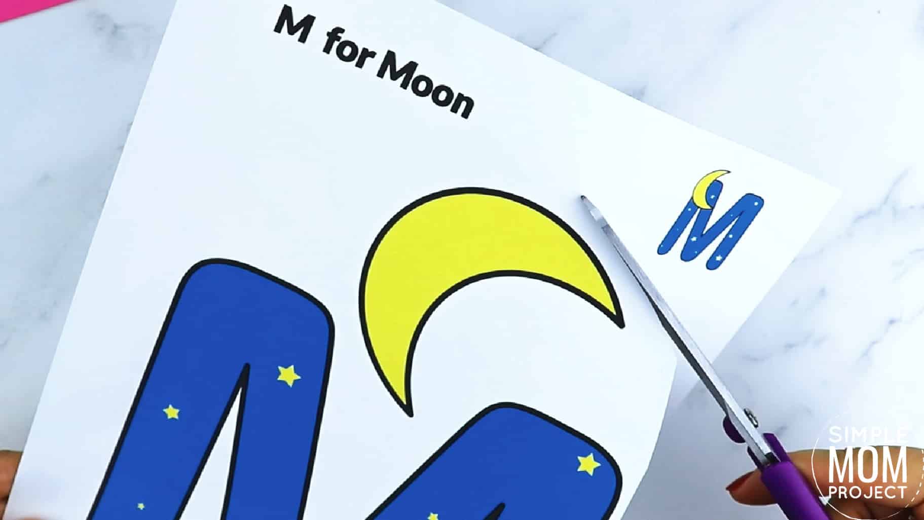 M is for Moon Printable Craft Moon Letter M Craft for Kids, preschoolers, toddlers and kindergartners
